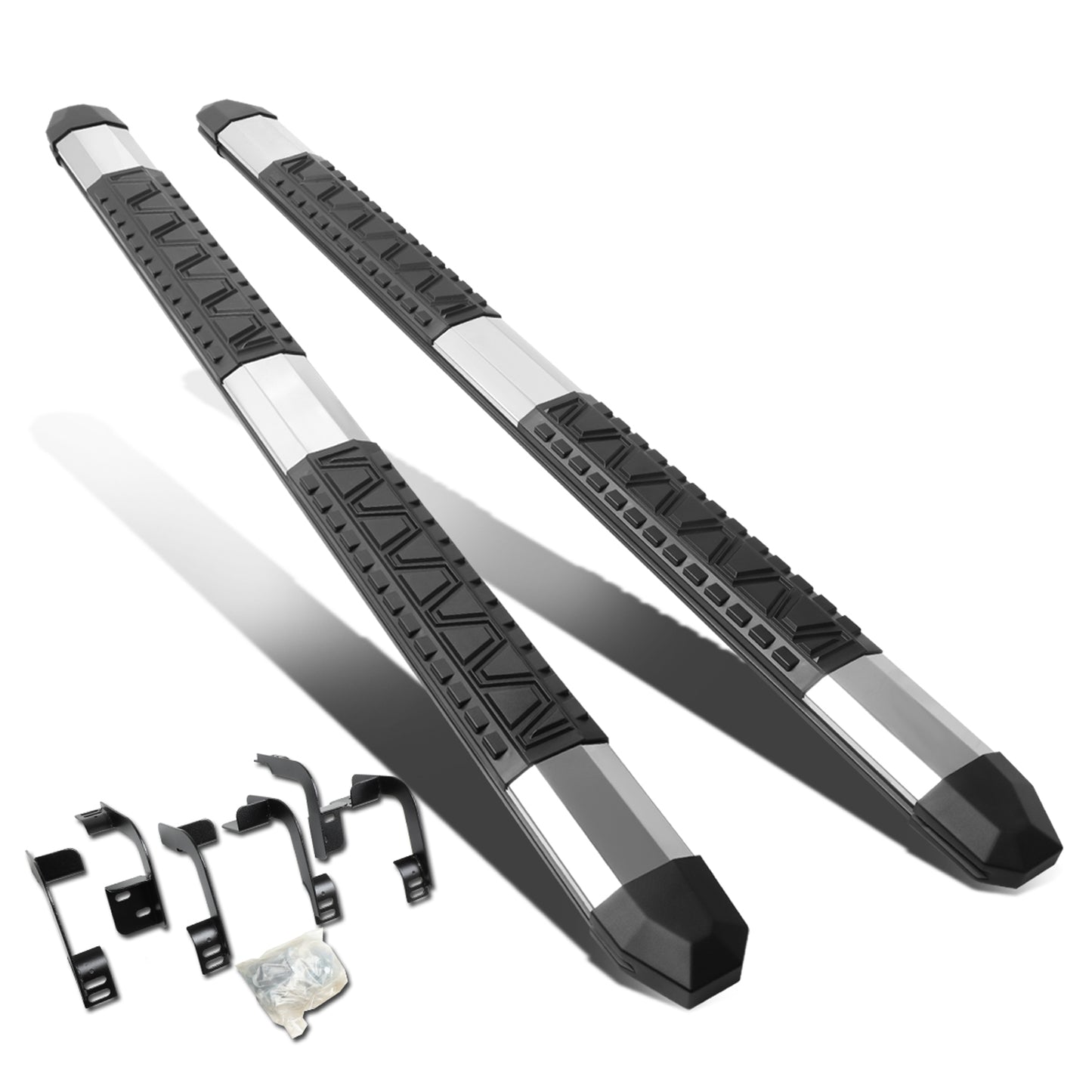 ESTRIBOS 5" - EXTRUDED STEP BOARD - STRAIGHT - 09-18 DODGE RAM 1500 / 10-18 DODGE RAM 2500, 3500 - EXTENDED CAB - METALLIC / BLACK