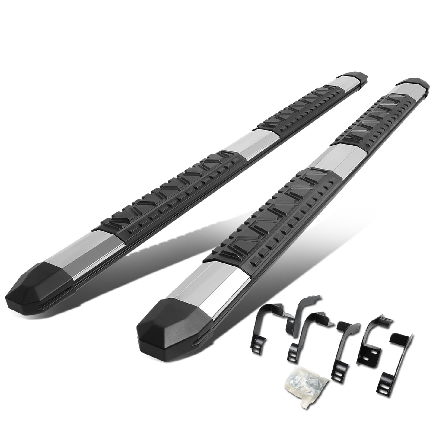 ESTRIBOS 5" - EXTRUDED STEP BOARD - STRAIGHT - 09-18 DODGE RAM 1500 / 10-18 DODGE RAM 2500, 3500 - EXTENDED CAB - METALLIC / BLACK