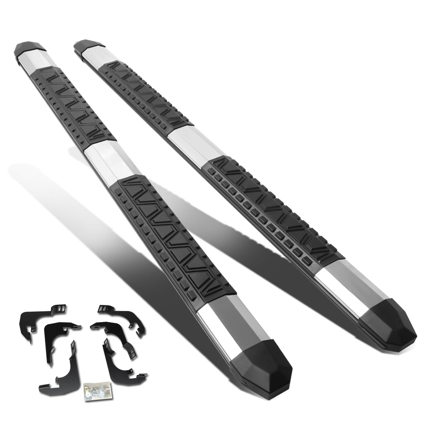 ESTRIBOS 5" - EXTRUDED STEP BOARD - STRAIGHT - 15-24 CHEVY COLORADO / 15-24 GMC CANYON - CREW CAB - METALLIC / BLACK