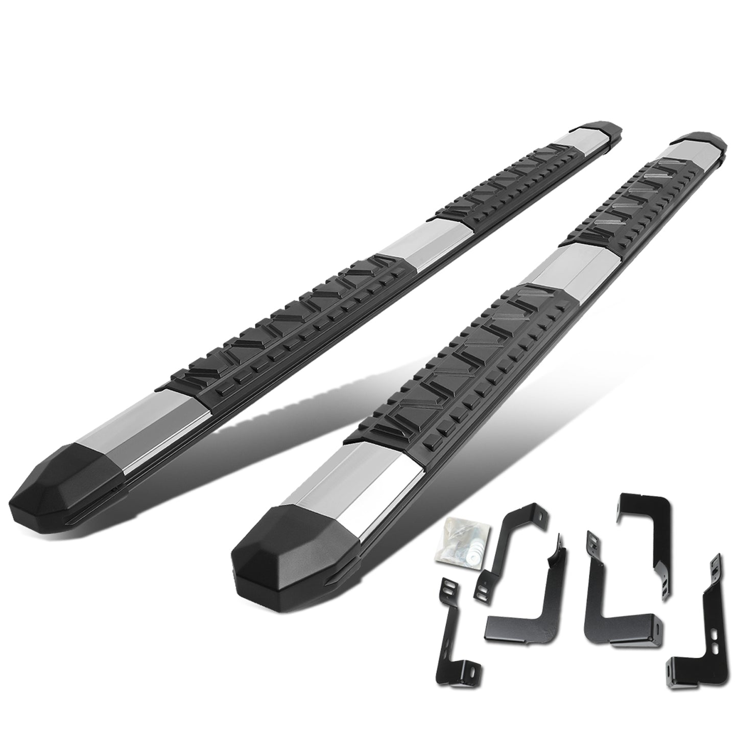ESTRIBOS 5" - EXTRUDED STEP BOARD - STRAIGHT - 07-18 CHEVY SILVERADO 1500, GMC SIERRA 1500 / 07-19 CHEVY SILVERADO 2500HD, 3500HD, GMC SIERRA 2500HD, 3500HD - EXTENDED CAB - METALLIC / BLACK