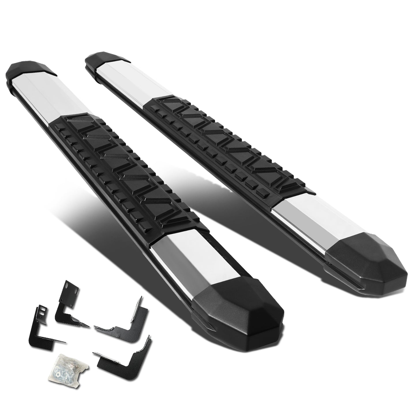 ESTRIBOS 5" - EXTRUDED STEP BOARD - STRAIGHT - 99-16 FORD F-250, F-350, F-450, F-550 - SUPER DUTY - STANDARD CAB - METALLIC / BLACK