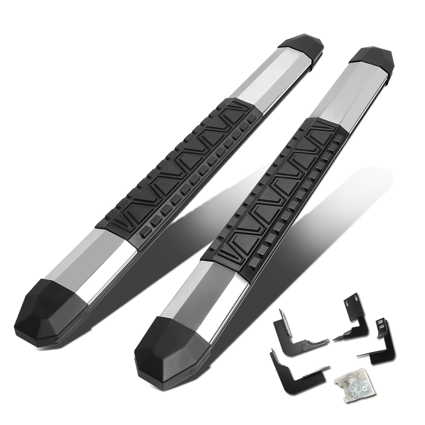 ESTRIBOS 5" - EXTRUDED STEP BOARD - STRAIGHT - 99-16 FORD F-250, F-350, F-450, F-550 - SUPER DUTY - STANDARD CAB - METALLIC / BLACK
