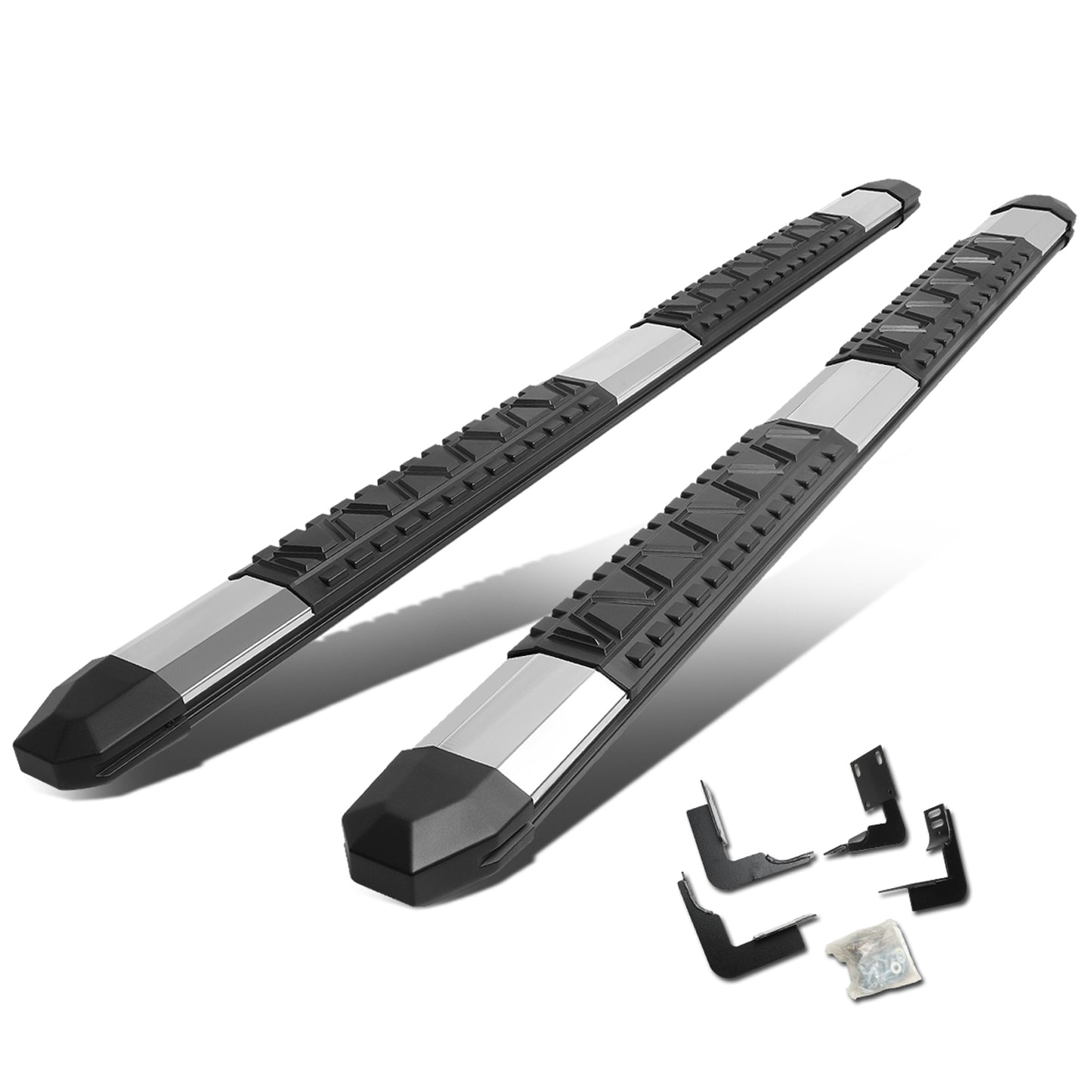 ESTRIBOS 5" - EXTRUDED STEP BOARD - STRAIGHT - 99-16 FORD F-250, F-350, F-450, F-550 - SUPER DUTY - EXTENDED CAB - METALLIC / BLACK