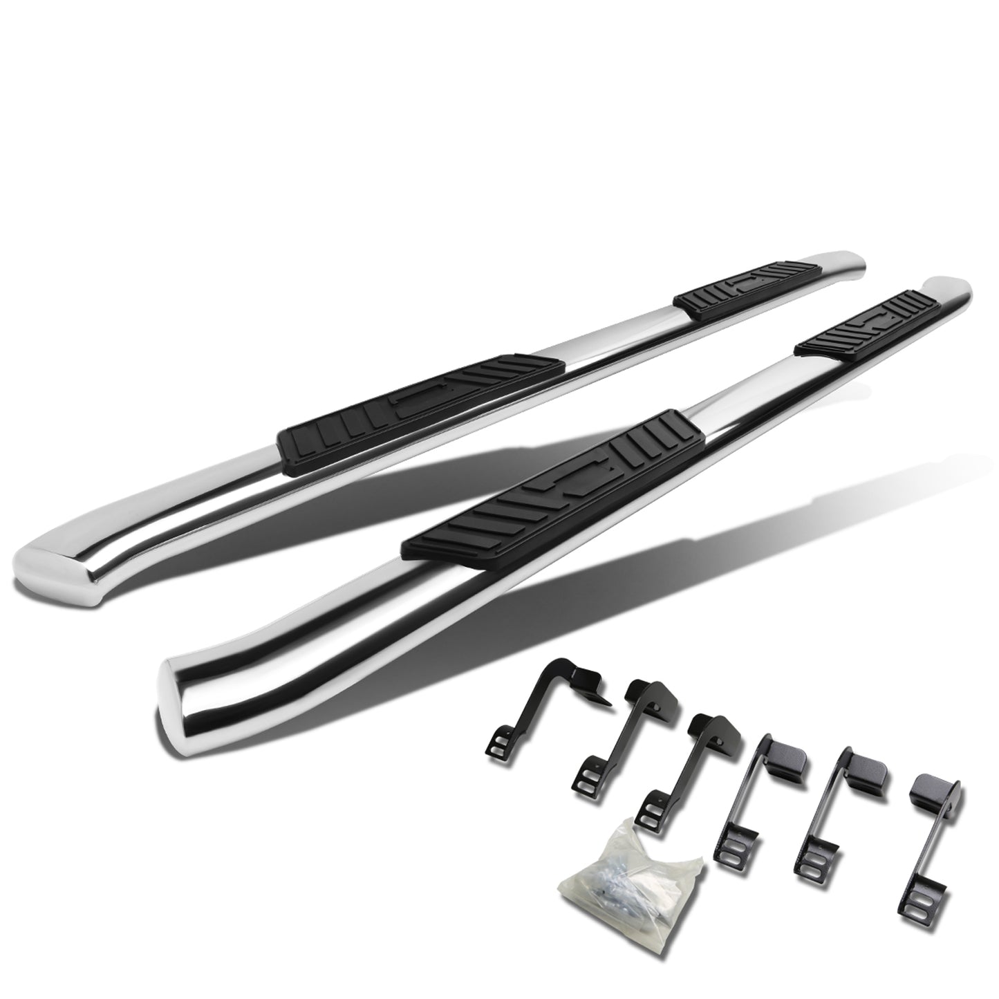 ESTRIBOS 5" - OVAL - 45 DEG - 11-16 RAM 1500, 2500, 3500 / 2010 DODGE RAM 2500, 3500 / 09-10 DODGE RAM 1500 - QUAD CAB - SILVER