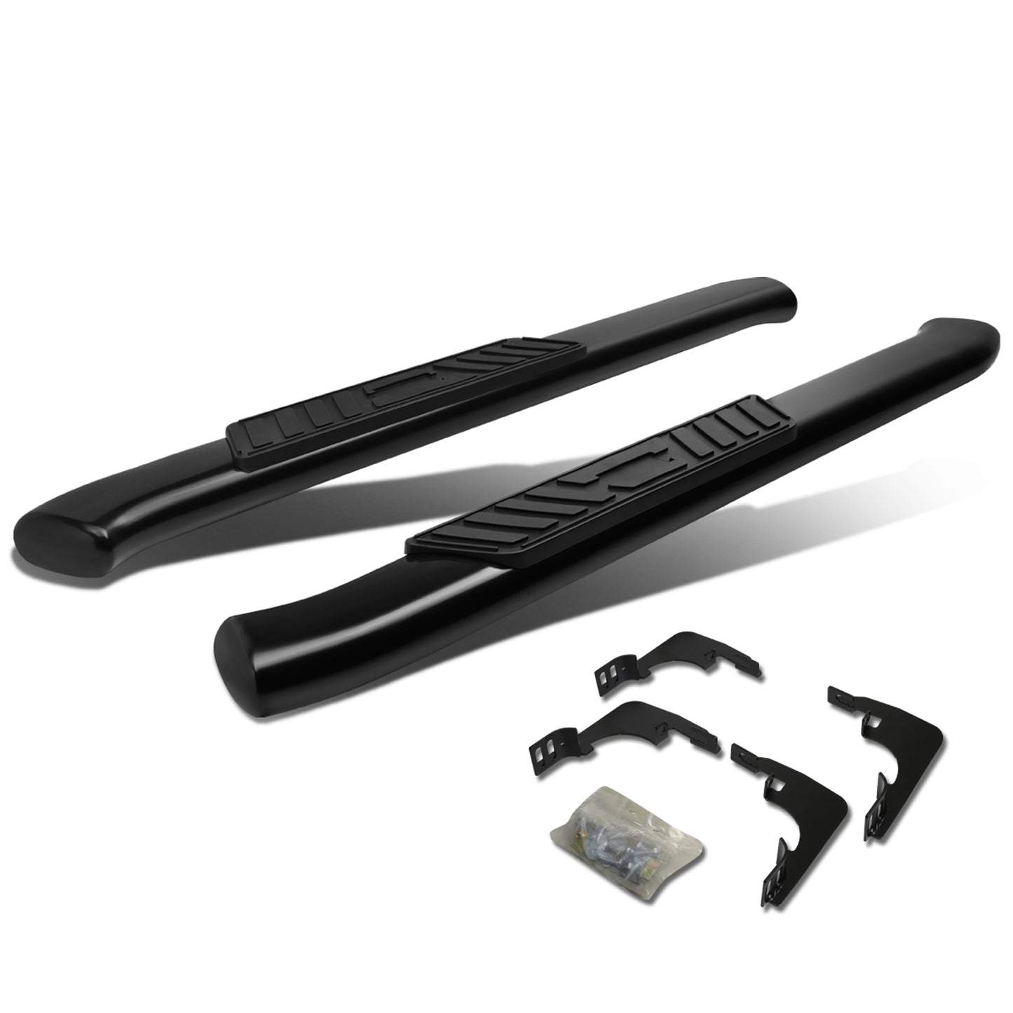 ESTRIBOS 5" - OVAL - 45 DEG - 99-16 CHEVY SILVERADO 1500, GMC SIERRA 1500 - REGULAR CAB - BLACK