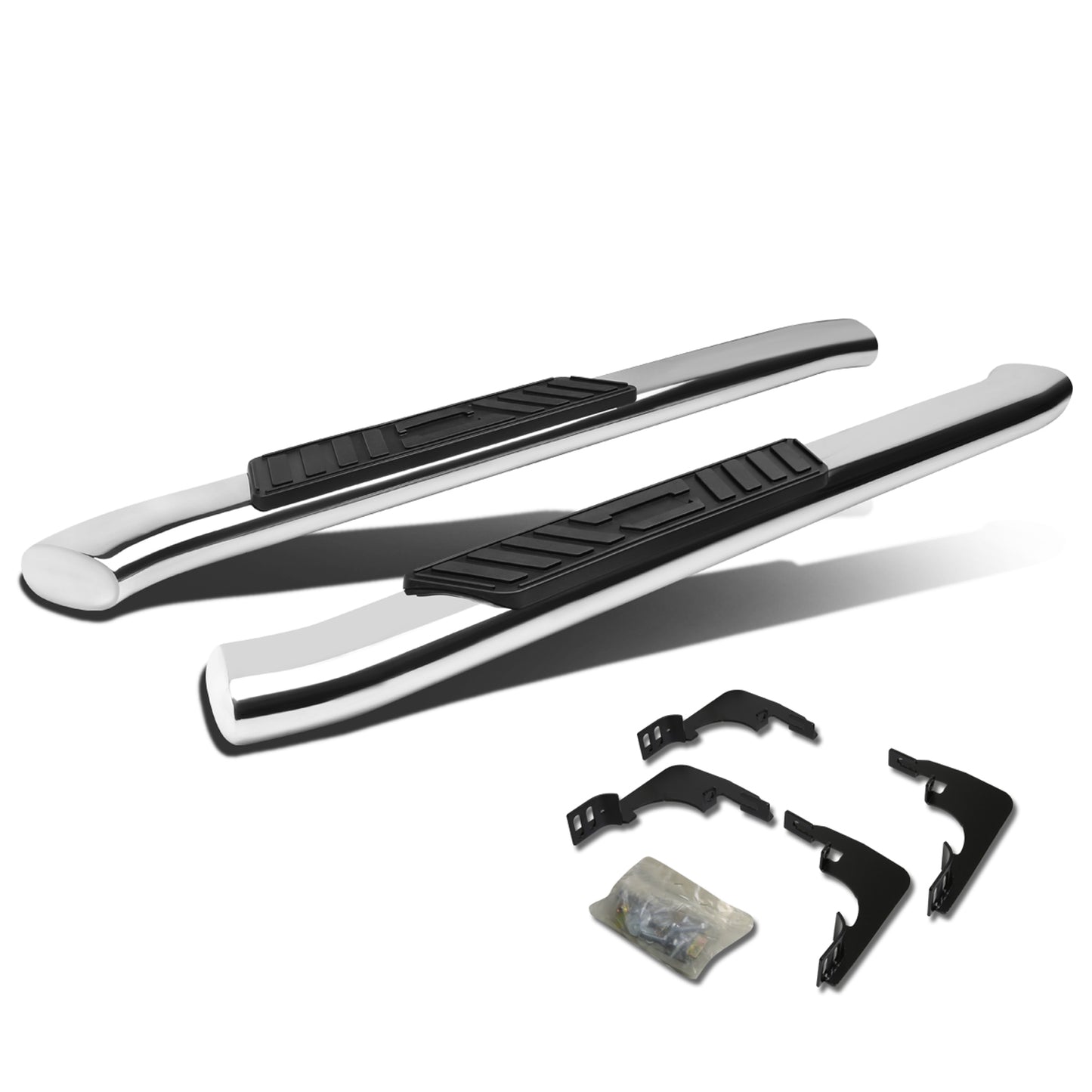 ESTRIBOS 5" - OVAL - 45 DEG - 99-16 CHEVY SILVERADO 1500, GMC SIERRA 1500 - REGULAR CAB - SILVER