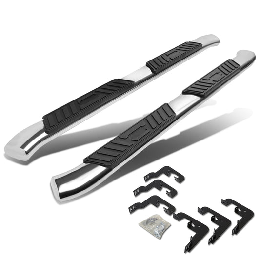 ESTRIBOS 5" - OVAL - 45 DEG - 07-19 CHEVY SILVERADO 1500, GMC SIERRA 1500 / 07-19 GMC SIERRA 2500HD 3500HD - EXTENDED CABS ONLY - SILVER