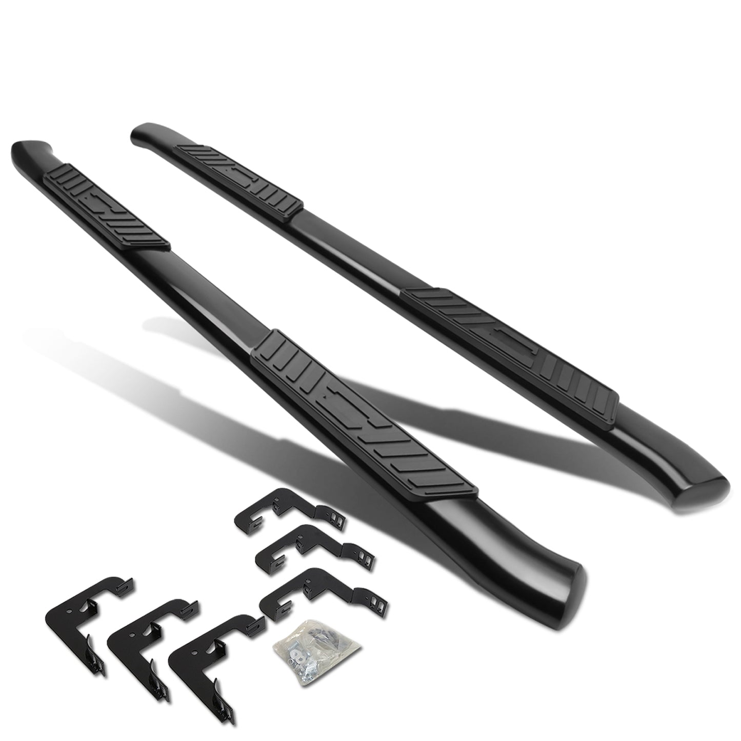 ESTRIBOS 5" - OVAL - 45 DEG - 99-16 CHEVY SILVERADO 1500, 2500, 3500 - CREW CAB - BLACK