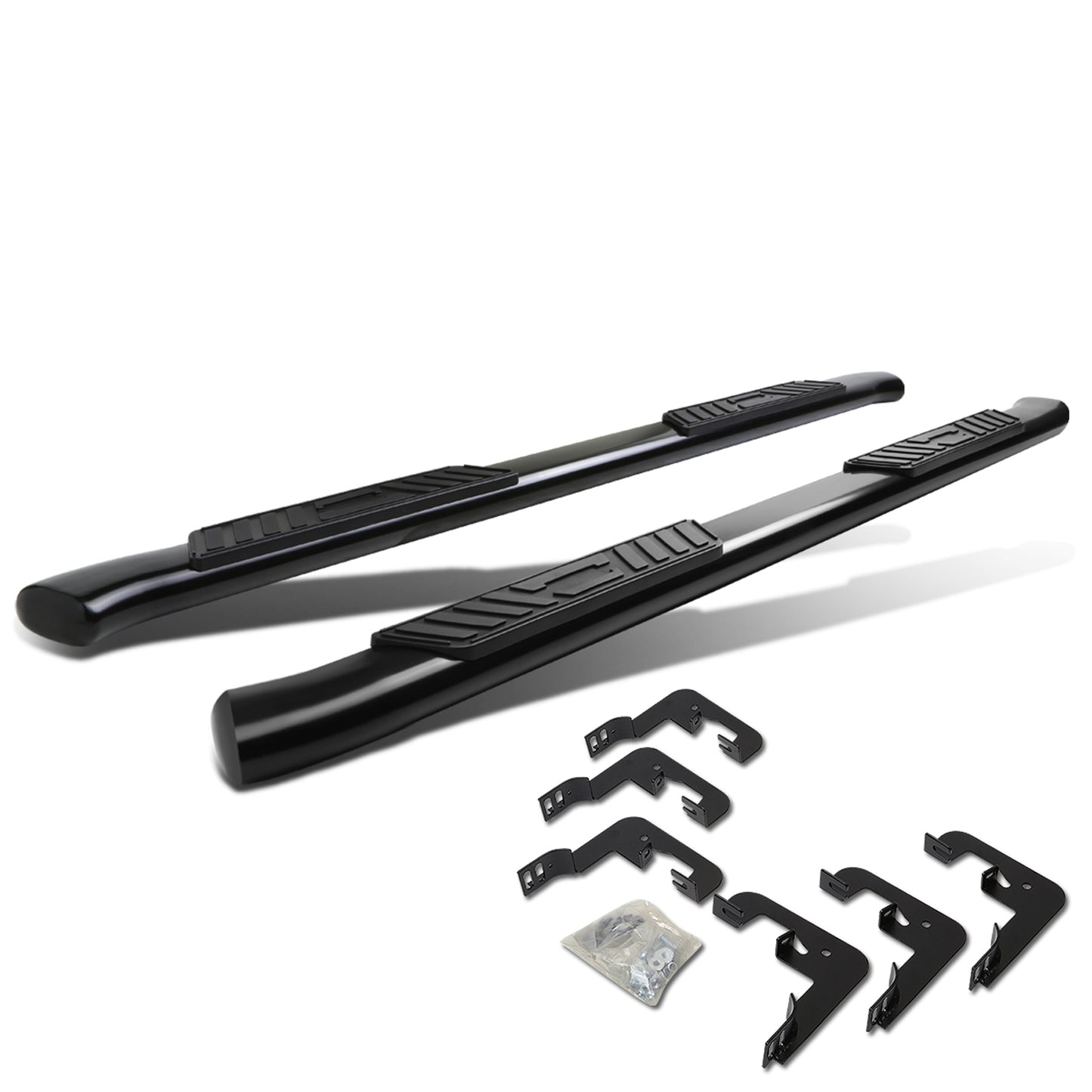 ESTRIBOS 5" - OVAL - 45 DEG - 99-16 CHEVY SILVERADO 1500, 2500, 3500 - CREW CAB - BLACK