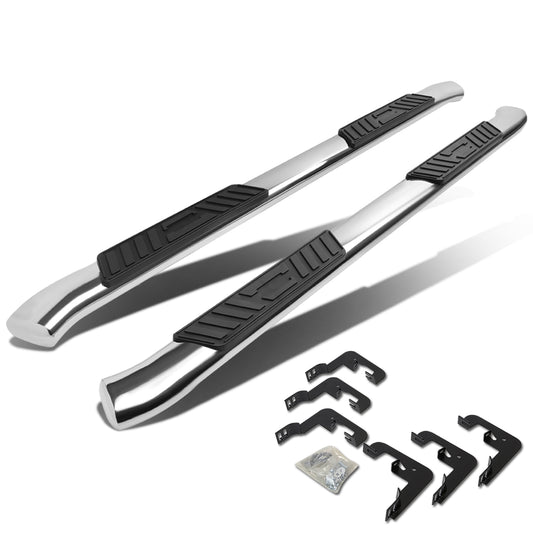 ESTRIBOS 5" - OVAL - 45 DEG - 99-16 CHEVY SILVERADO 1500, 2500, 3500 - CREW CAB - SILVER