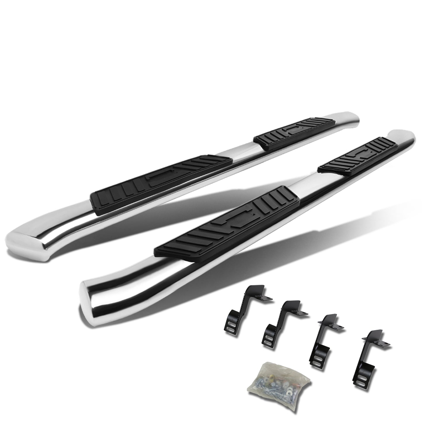 ESTRIBOS 5" - OVAL - 45 DEG - 99-16 FORD F-250, F-350 SUPER DUTY - SUPER CAB - SILVER