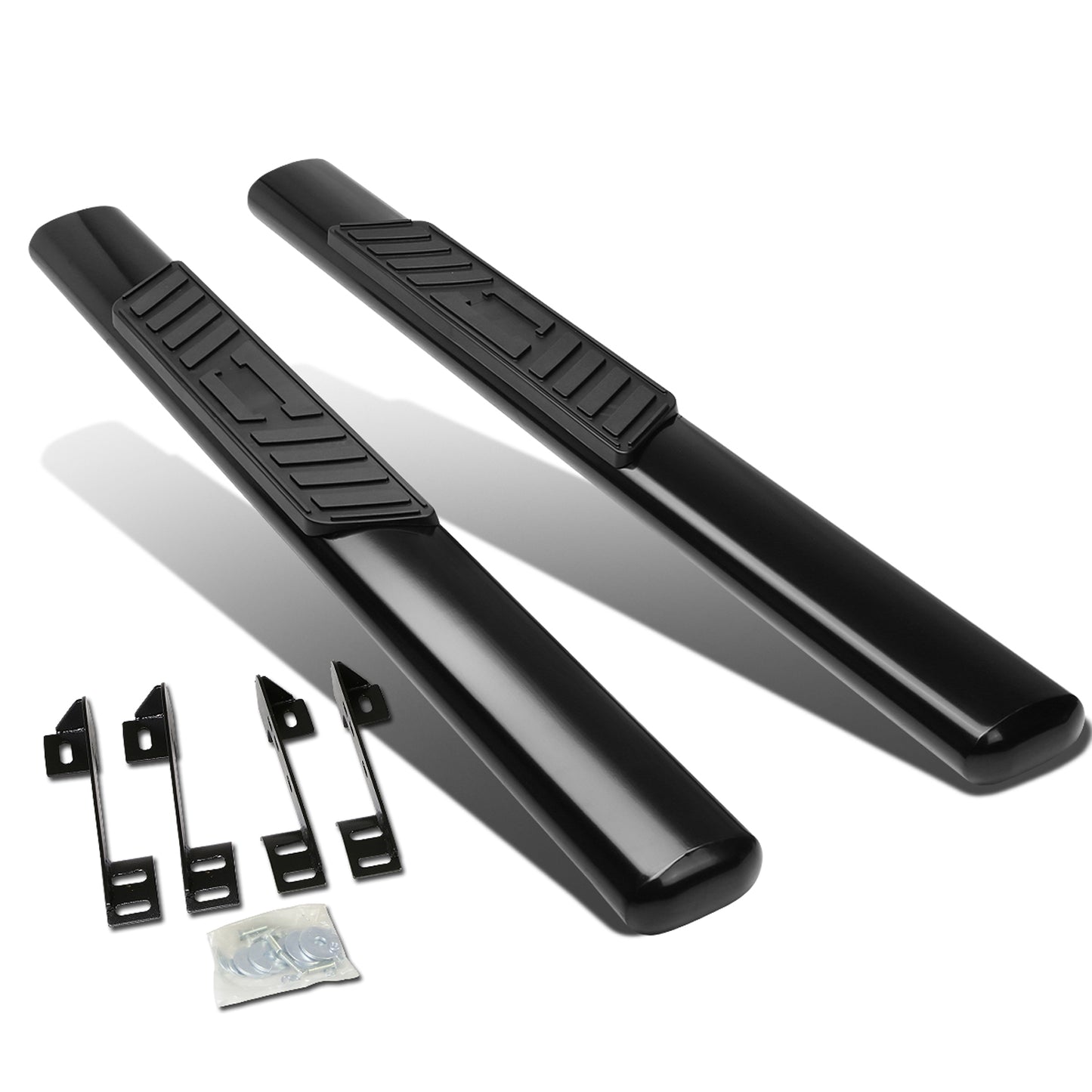 ESTRIBOS 5" - OVAL - STRAIGHT - 99-16 CHEVY SILVERADO 1500, 2500, 3500, GMC SIERRA 1500, 2500, 3500 - REGULAR CAB - BLACK
