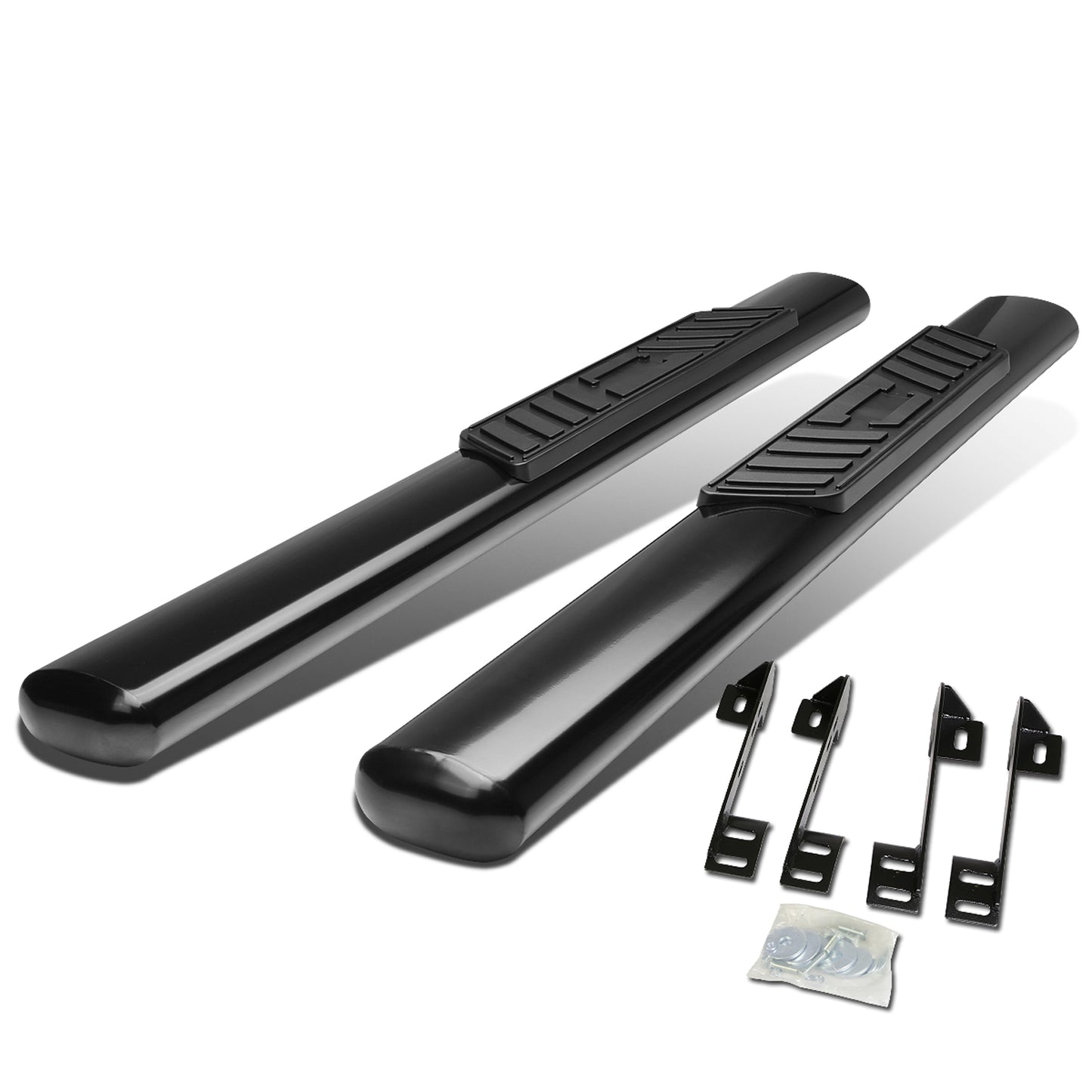 ESTRIBOS 5" - OVAL - STRAIGHT - 99-16 CHEVY SILVERADO 1500, 2500, 3500, GMC SIERRA 1500, 2500, 3500 - REGULAR CAB - BLACK