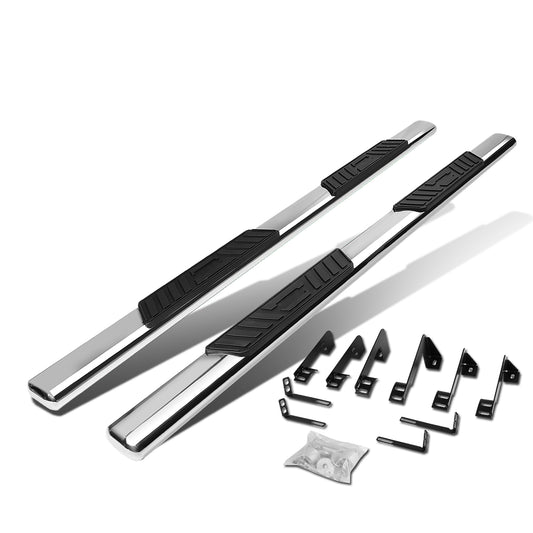 ESTRIBOS 5" - OVAL - STRAIGHT - 99-13 CHEVY SILVERADO 1500, GMC SIERRA 1500 / 99-14 CHEVY SILVERADO 2500, 3500, GMC SIERRA 2500, 3500 - CREW CAB - SILVER