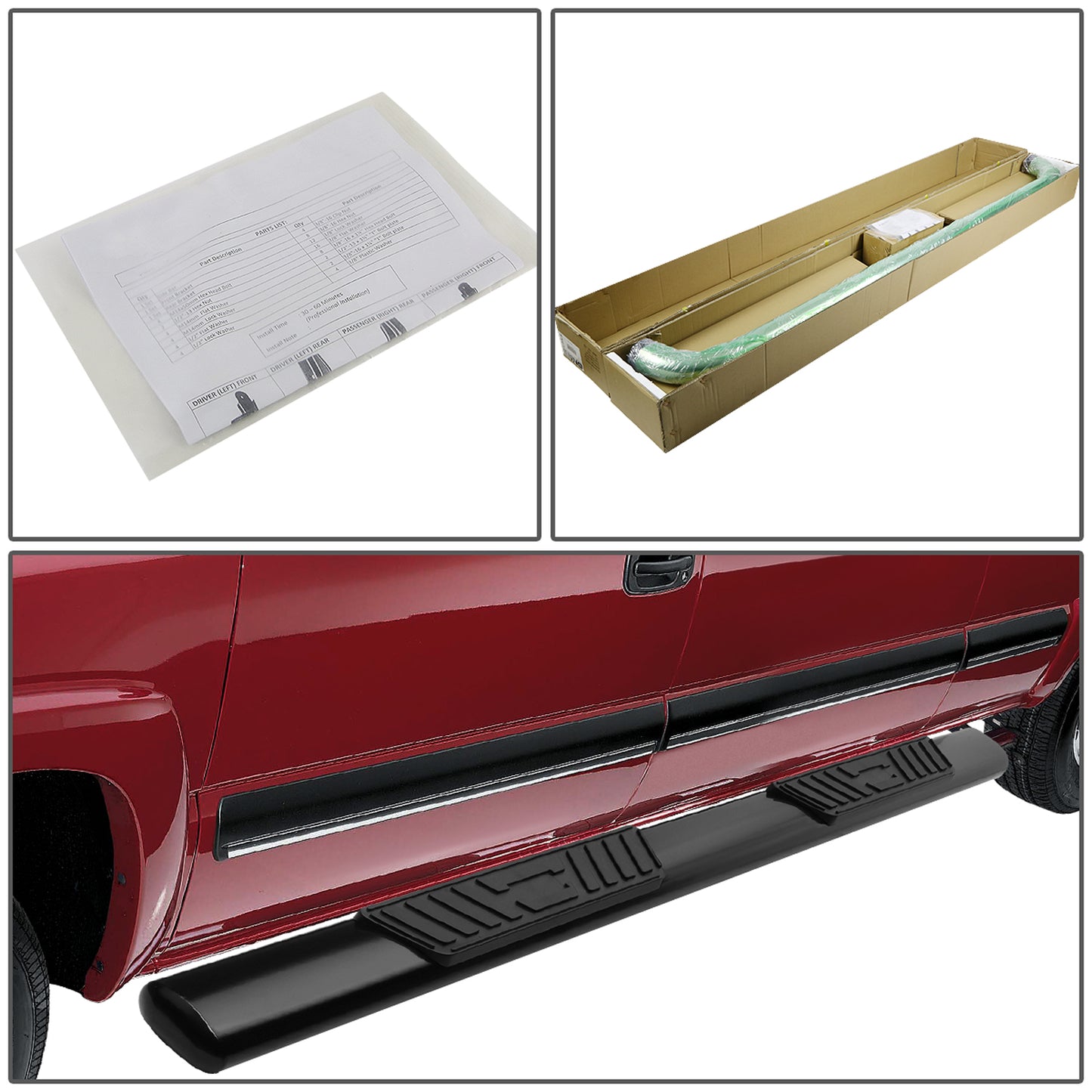 ESTRIBOS 5" - OVAL - STRAIGHT - 11-16 RAM 1500, 2500, 3500 / 2010 DODGE RAM 2500, 3500 / 09-10 DODGE RAM 1500 - CREW CAB - BLACK