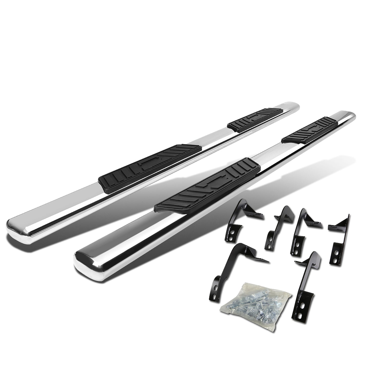 ESTRIBOS 5" - OVAL - STRAIGHT - 11-16 RAM 1500, 2500, 3500 / 2010 DODGE RAM 2500, 3500 / 09-10 DODGE RAM 1500 - QUAD CAB - SILVER
