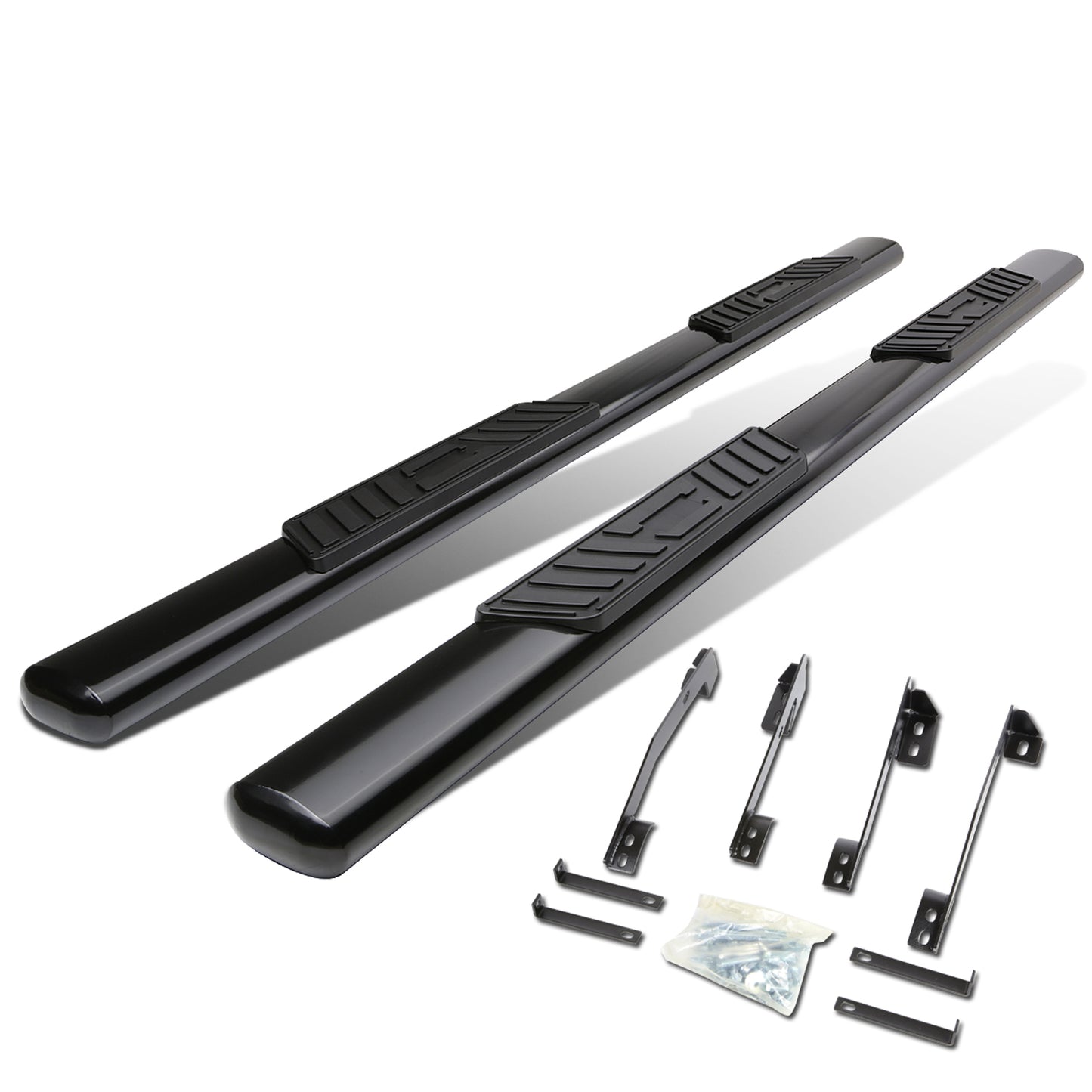 ESTRIBOS 5" - OVAL - STRAIGHT - 98-01 DODGE RAM 1500 / 98-02 DODGE RAM 2500, 3500 - QUAD CAB - BLACK