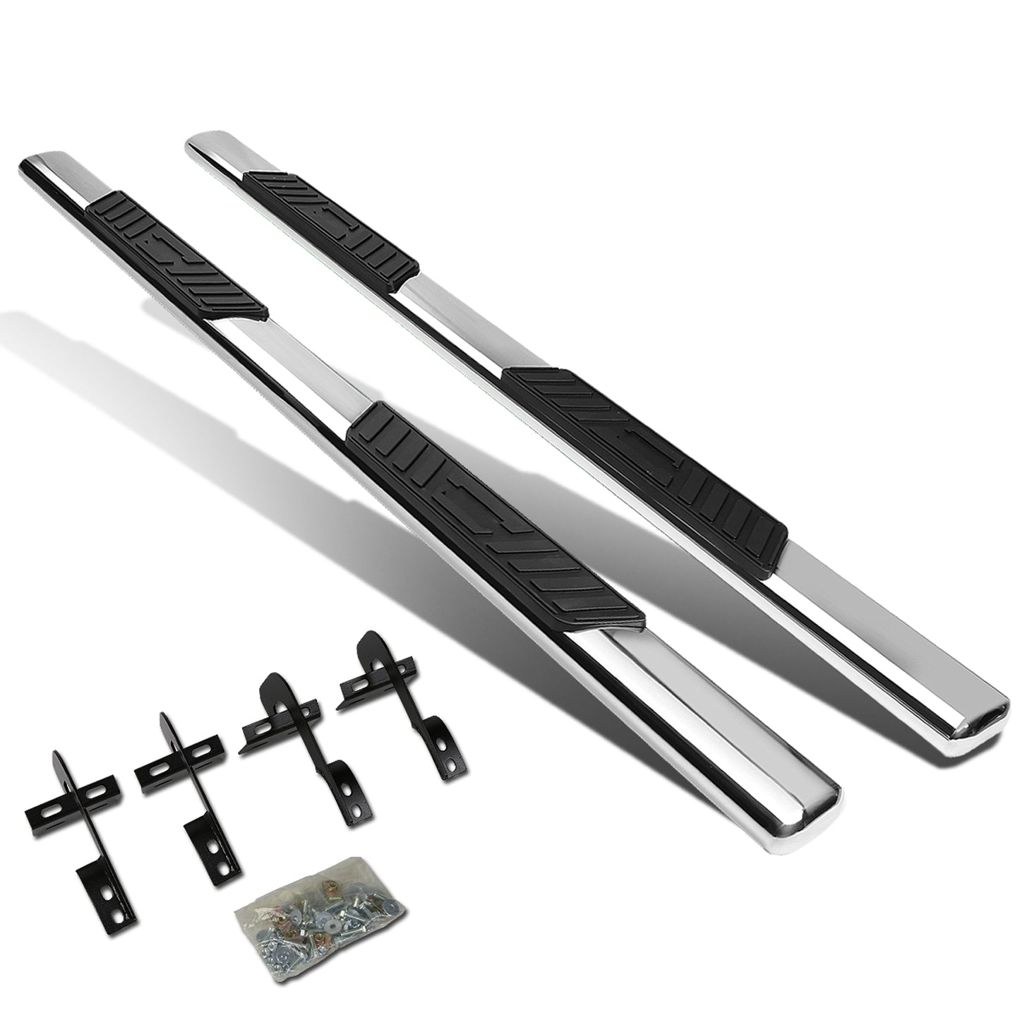 ESTRIBOS 5" - OVAL - STRAIGHT - 04-08 FORD F-150 / 06-08 LINCOLN MARK LT - SUPER CREW - SILVER