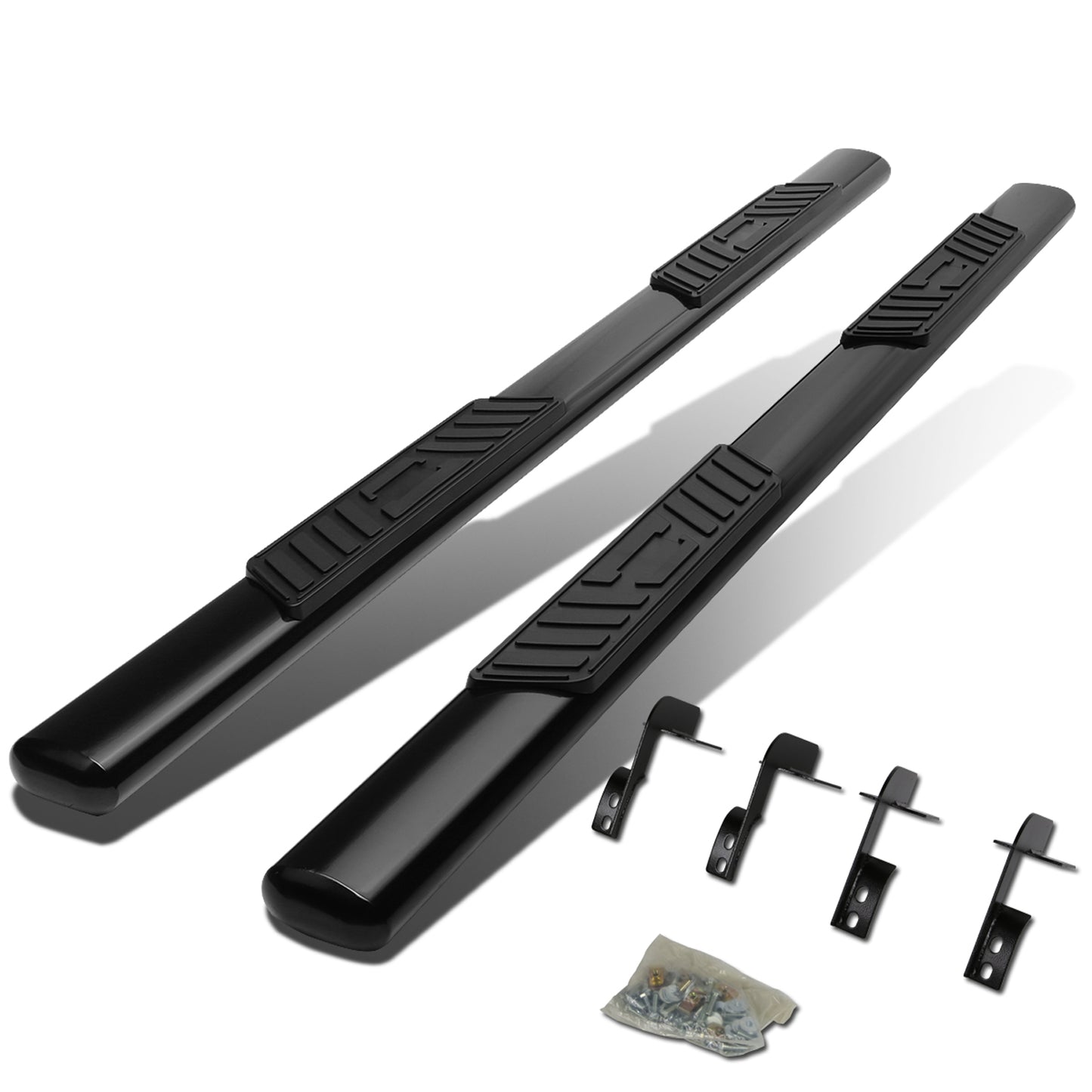 ESTRIBOS 5" - OVAL - STRAIGHT - 99-16 FORD F-250, F-350, F-450, F-550 - SUPER DUTY - SUPER CAB - BLACK
