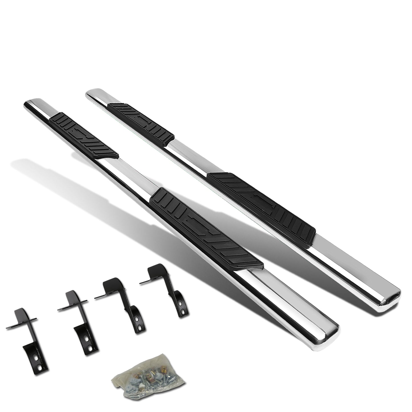 ESTRIBOS 5" - OVAL - STRAIGHT - 99-16 FORD F-250, F-350, F-450, F-550 - SUPER DUTY - SUPER CAB - SILVER