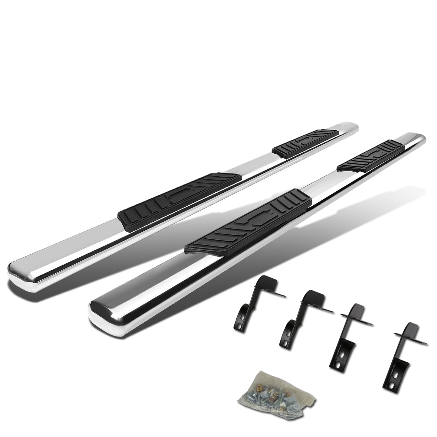 ESTRIBOS 5" - OVAL - STRAIGHT - 99-16 FORD F-250, F-350, F-450, F-550 - SUPER DUTY - SUPER CAB - SILVER