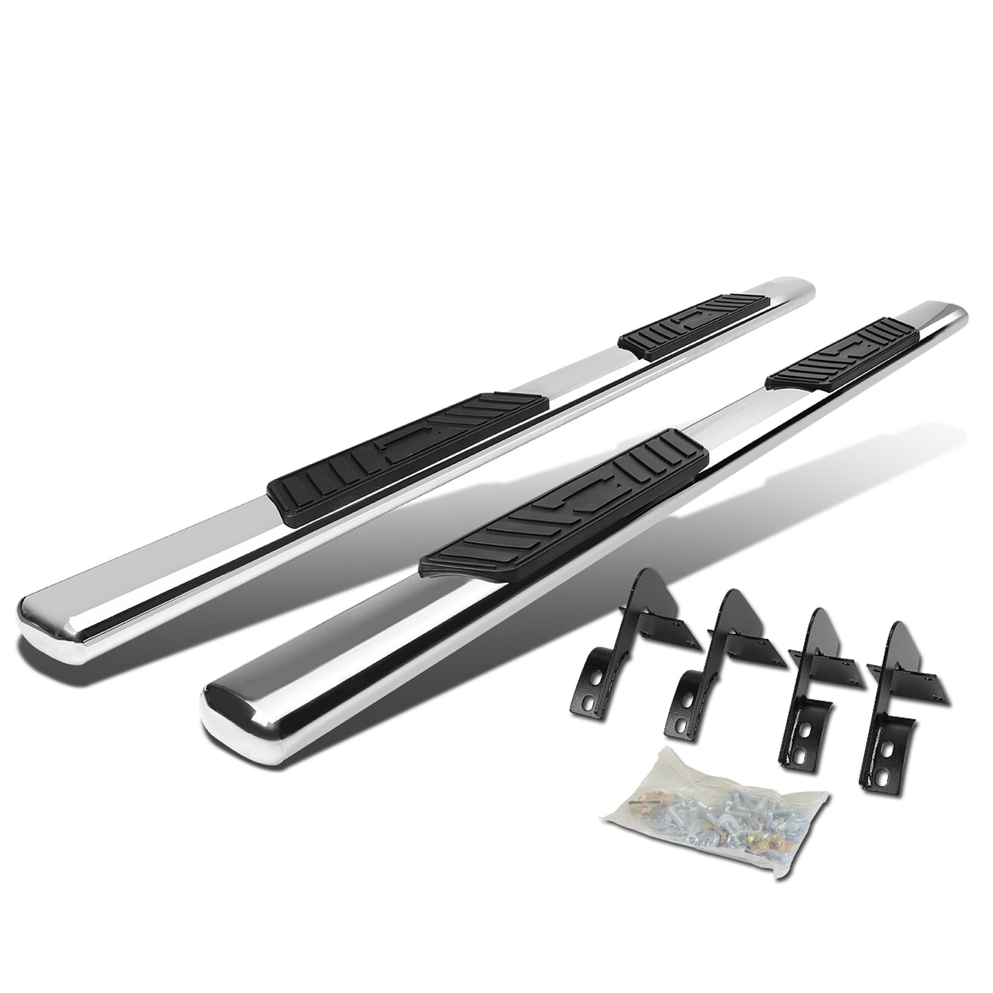 ESTRIBOS 5" - OVAL - STRAIGHT - 99-16 FORD F-250, F-350, F-450, F-550 - SUPER DUTY - CREW CAB - SILVER