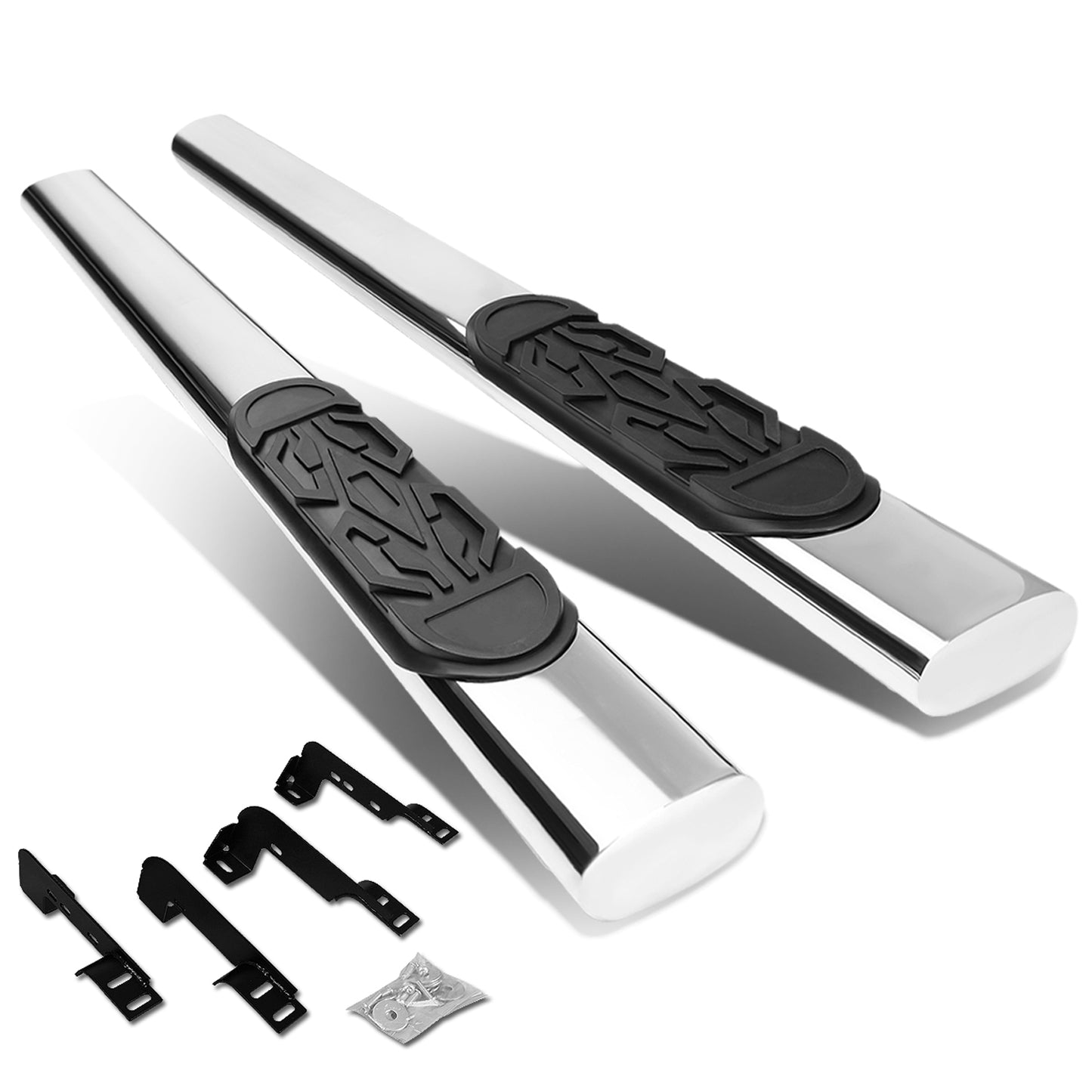 ESTRIBOS 6" - OVAL - STRAIGHT - 99-16 CHEVY SILVERADO 1500, GMC SIERRA 1500 - REGULAR CAB - SILVER