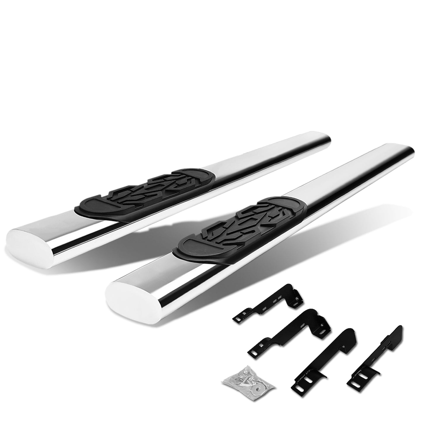 ESTRIBOS 6" - OVAL - STRAIGHT - 99-16 CHEVY SILVERADO 1500, GMC SIERRA 1500 - REGULAR CAB - SILVER