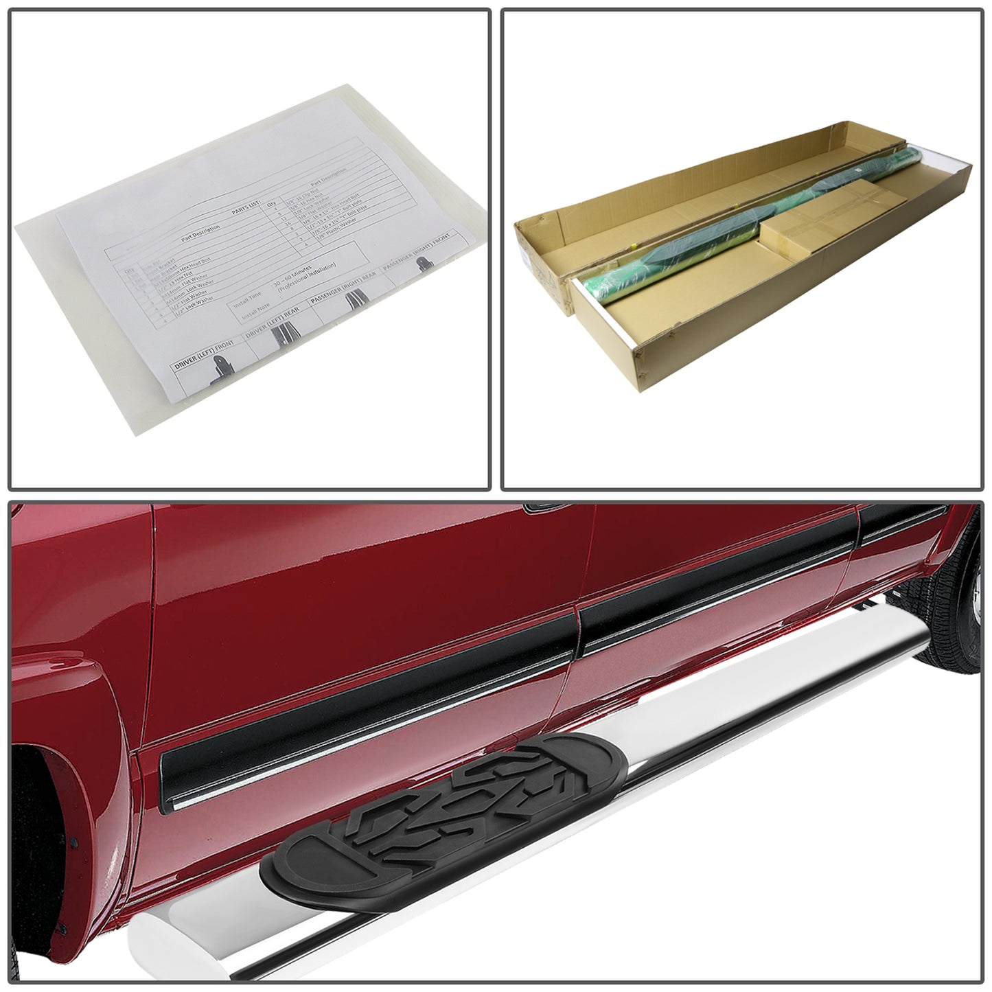 ESTRIBOS 6" - OVAL - STRAIGHT - 99-16 CHEVY SILVERADO 1500, GMC SIERRA 1500 - REGULAR CAB - SILVER