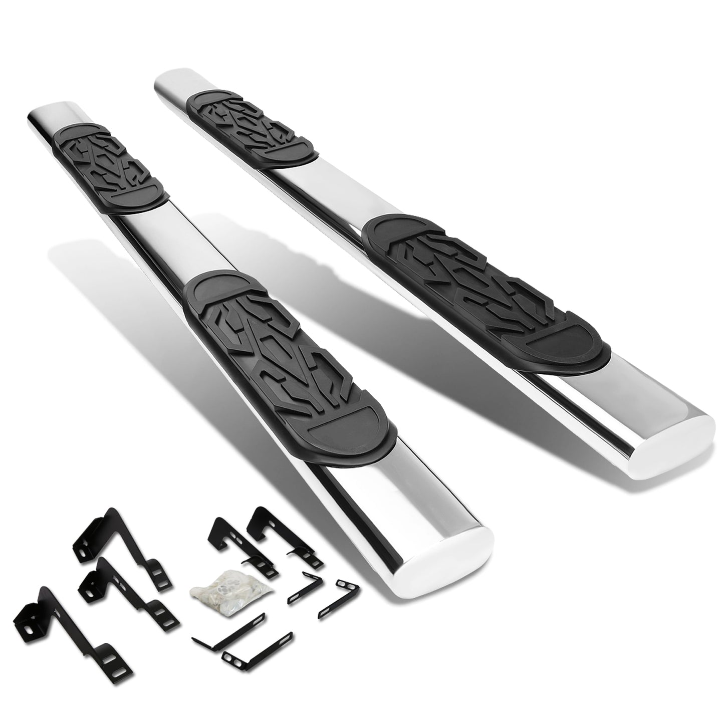 ESTRIBOS 6" - OVAL - STRAIGHT - 99-16 CHEVY SILVERADO 1500, GMC SIERRA 1500 - EXTENDED CAB - DUALLY ONLY - SILVER