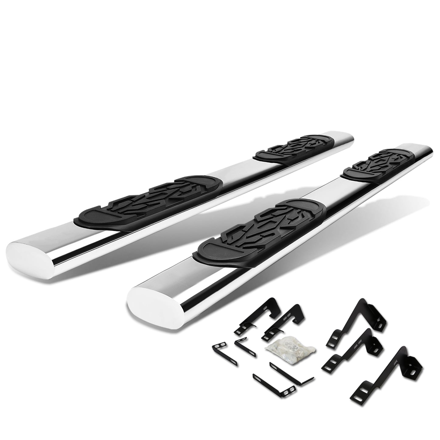 ESTRIBOS 6" - OVAL - STRAIGHT - 99-16 CHEVY SILVERADO 1500, GMC SIERRA 1500 - EXTENDED CAB - DUALLY ONLY - SILVER