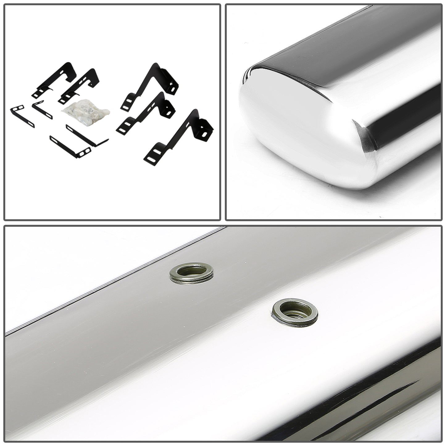 ESTRIBOS 6" - OVAL - STRAIGHT - 99-16 CHEVY SILVERADO 1500, GMC SIERRA 1500 - EXTENDED CAB - DUALLY ONLY - SILVER