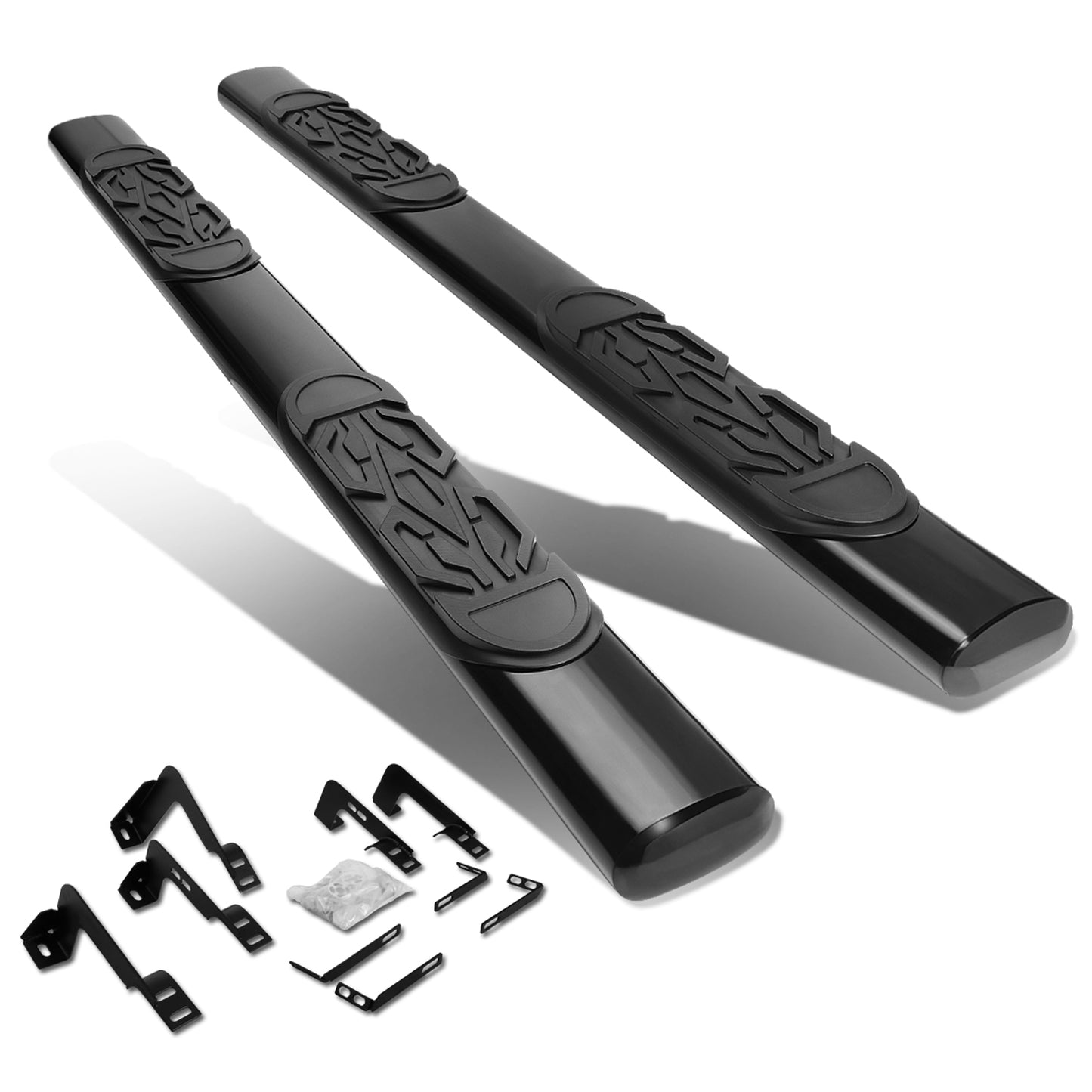 ESTRIBOS 6" - OVAL - STRAIGHT - 99-16 CHEVY SILVERADO 1500, GMC SIERRA 1500 - CREW CAB - BLACK