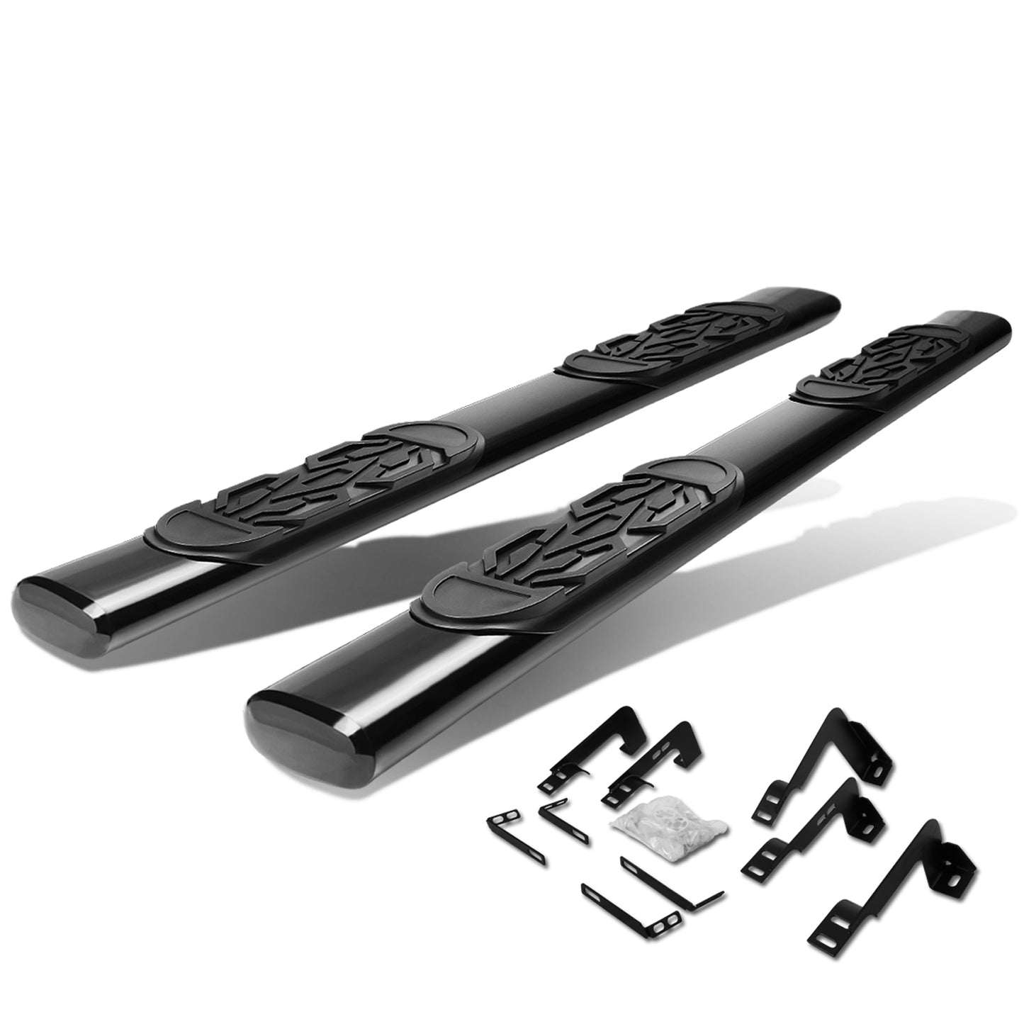 ESTRIBOS 6" - OVAL - STRAIGHT - 99-16 CHEVY SILVERADO 1500, GMC SIERRA 1500 - CREW CAB - BLACK