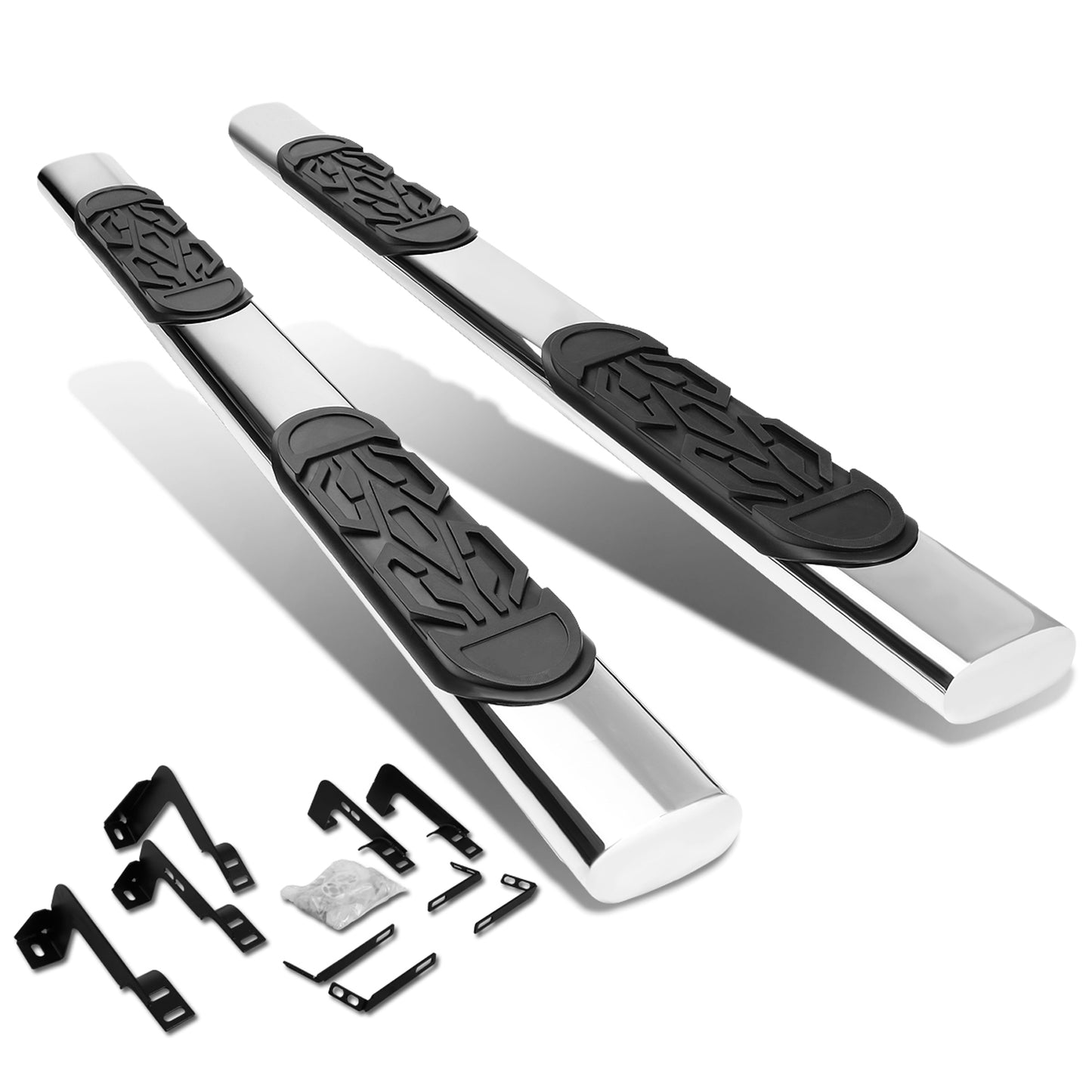 ESTRIBOS 6" - OVAL - STRAIGHT - 99-16 CHEVY SILVERADO 1500, GMC SIERRA 1500 - CREW CAB - SILVER