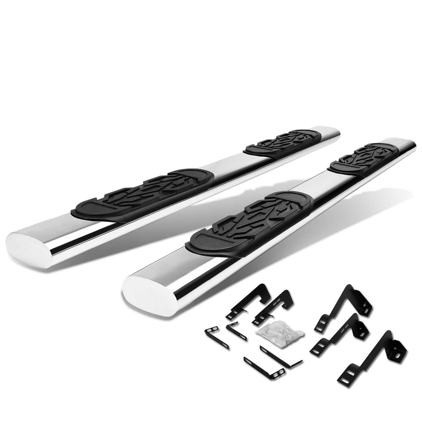 ESTRIBOS 6" - OVAL - STRAIGHT - 99-16 CHEVY SILVERADO 1500, GMC SIERRA 1500 - CREW CAB - SILVER