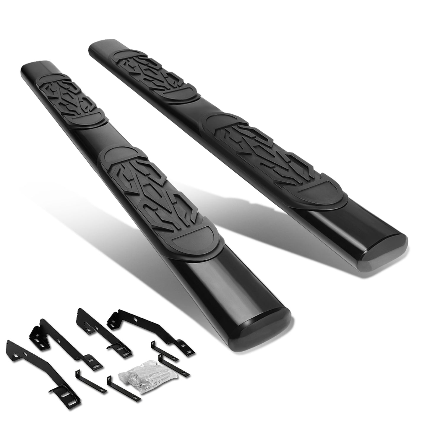 ESTRIBOS 6" - OVAL - STRAIGHT - 98-01 DODGE RAM 1500 / 98-02 DODGE RAM 2500, 3500 - QUAD CAB - BLACK