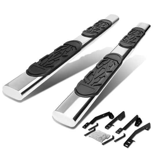 ESTRIBOS 6" - OVAL - STRAIGHT - 98-01 DODGE RAM 1500 / 98-02 DODGE RAM 2500, 3500 - QUAD CAB - SILVER