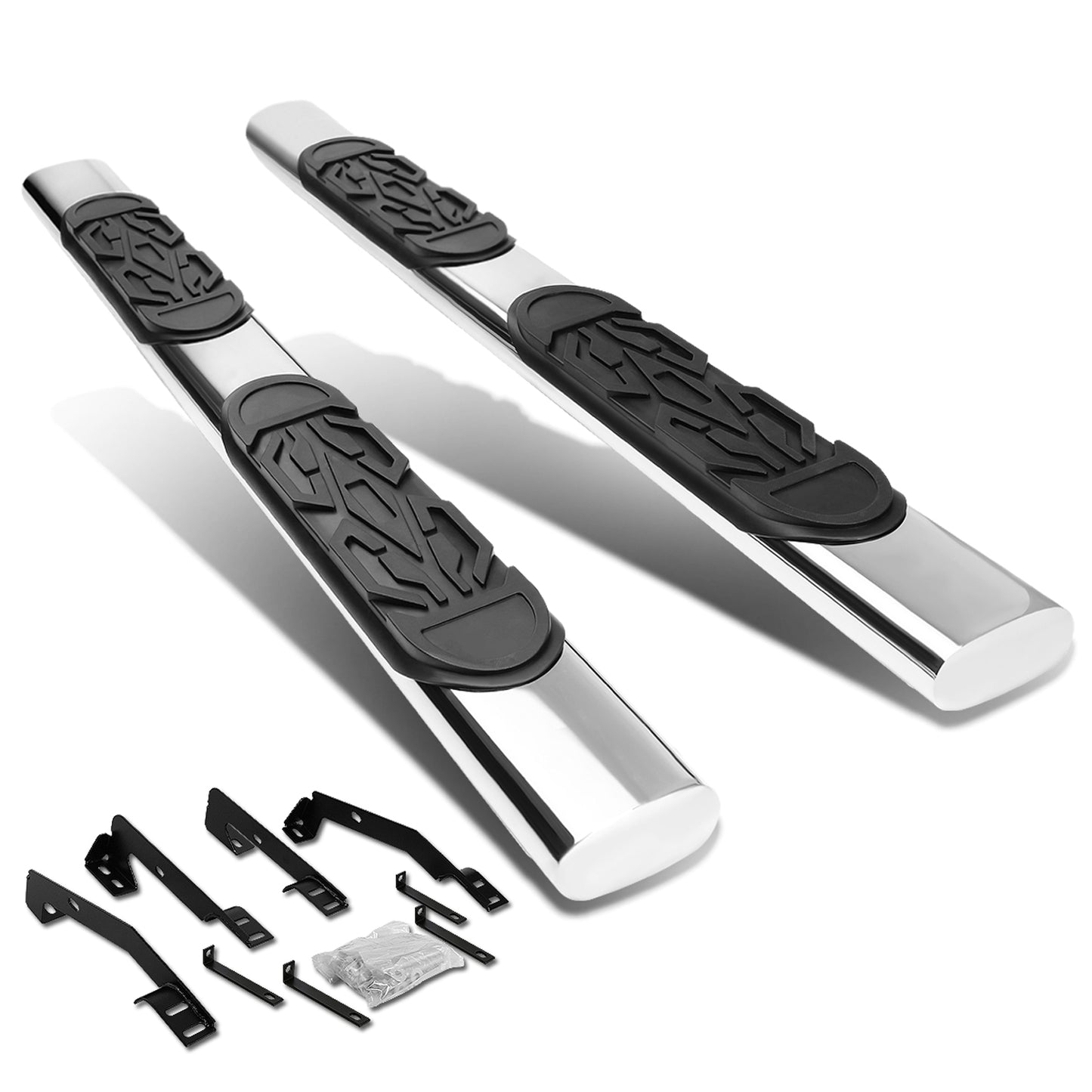 ESTRIBOS 6" - OVAL - STRAIGHT - 98-01 DODGE RAM 1500 / 98-02 DODGE RAM 2500, 3500 - QUAD CAB - SILVER