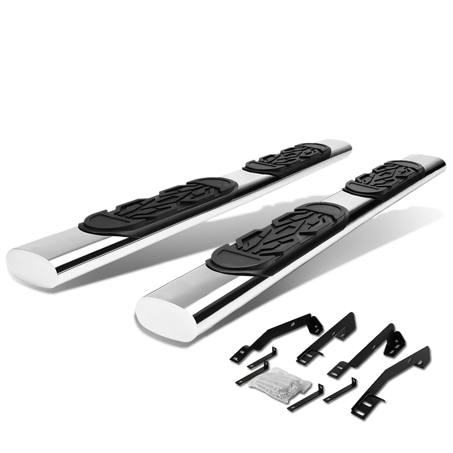 ESTRIBOS 6" - OVAL - STRAIGHT - 98-01 DODGE RAM 1500 / 98-02 DODGE RAM 2500, 3500 - QUAD CAB - SILVER