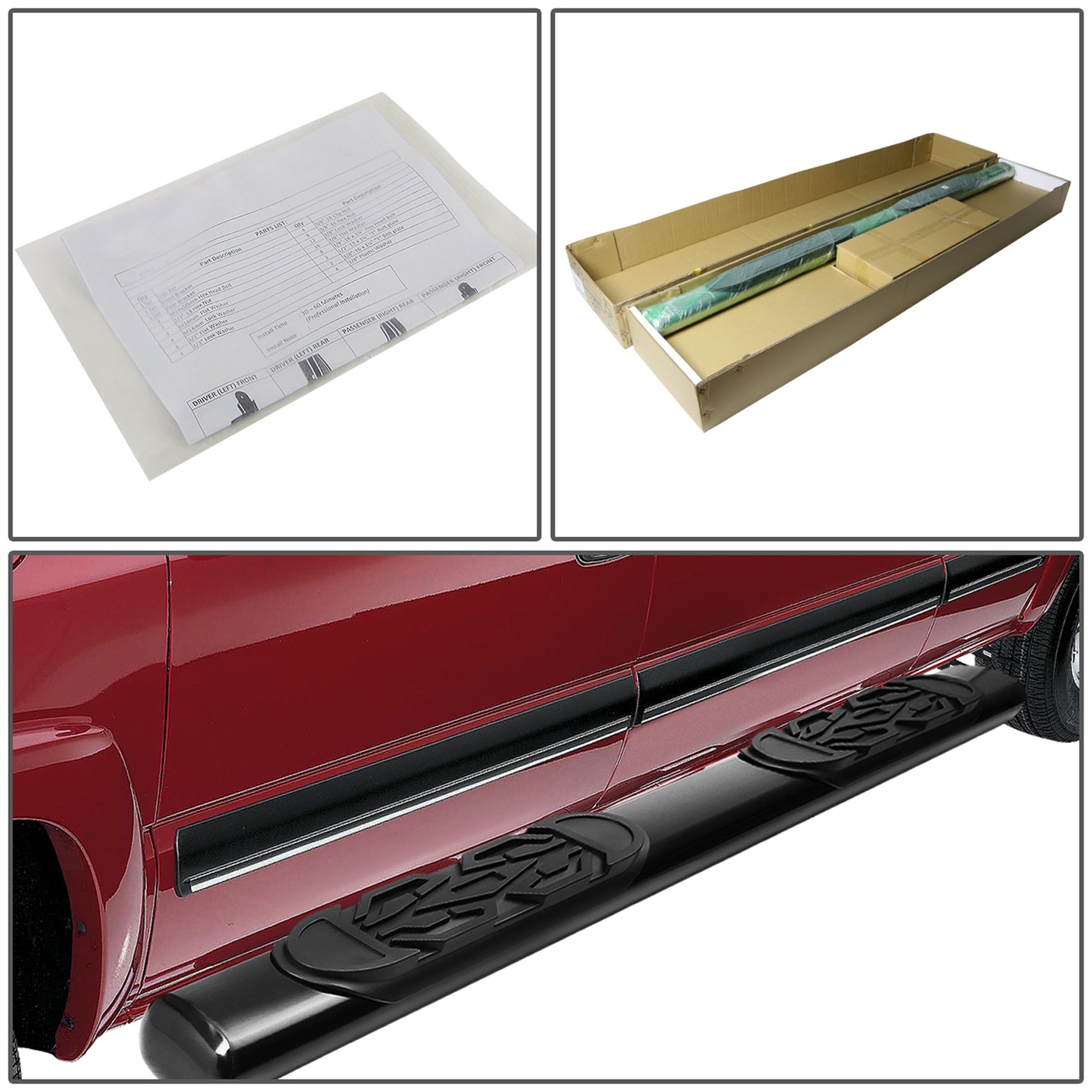 ESTRIBOS 6" - OVAL - STRAIGHT - 11-16 RAM 1500, 2500, 3500 / 2010 DODGE RAM 2500, 3500 / 09-10 DODGE RAM 1500 - QUAD CAB - BLACK
