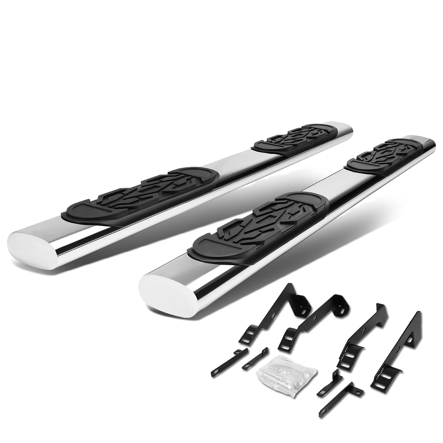 ESTRIBOS 6" - OVAL - STRAIGHT - 02-08 DODGE RAM 1500 / 03-09 RAM 2500, 3500 - QUAD CAB - SILVER
