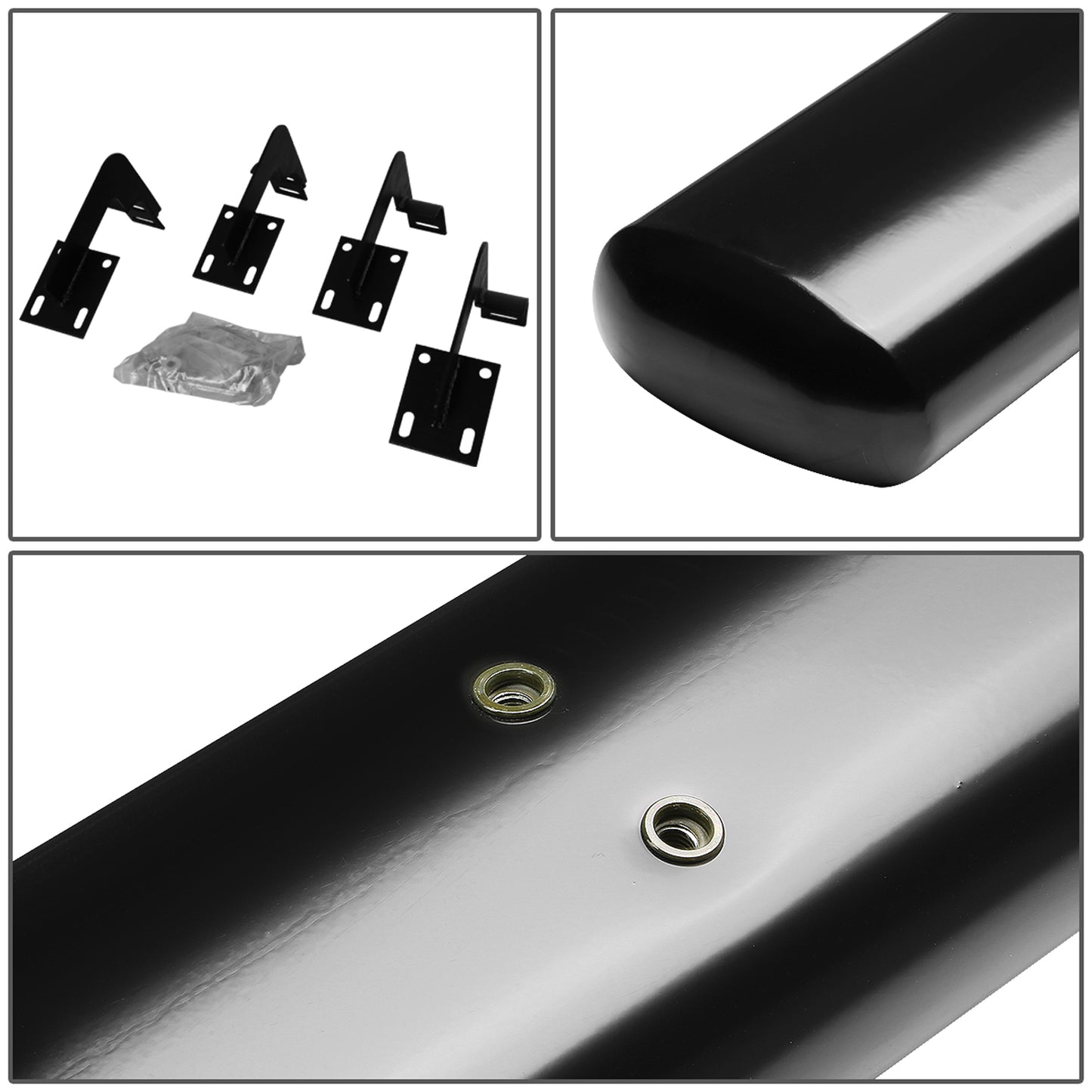 ESTRIBOS 6" - OVAL - STRAIGHT - 99-16 FORD F-250, F-350 SUPER DUTY - EXTENDED CAB - BLACK