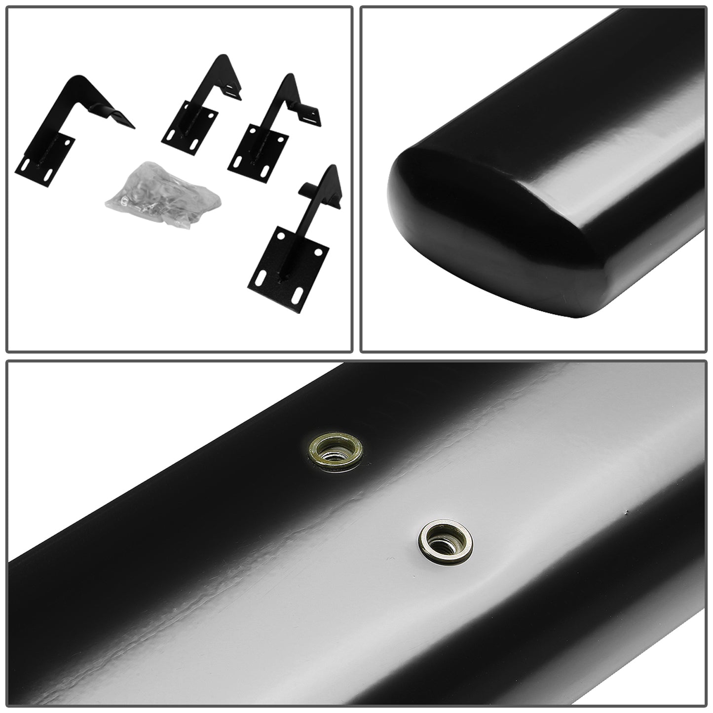 ESTRIBOS 6" - OVAL - STRAIGHT - 99-16 FORD F-250, F-350, F-450, F-550 SUPER DUTY - CREW CAB - BLACK