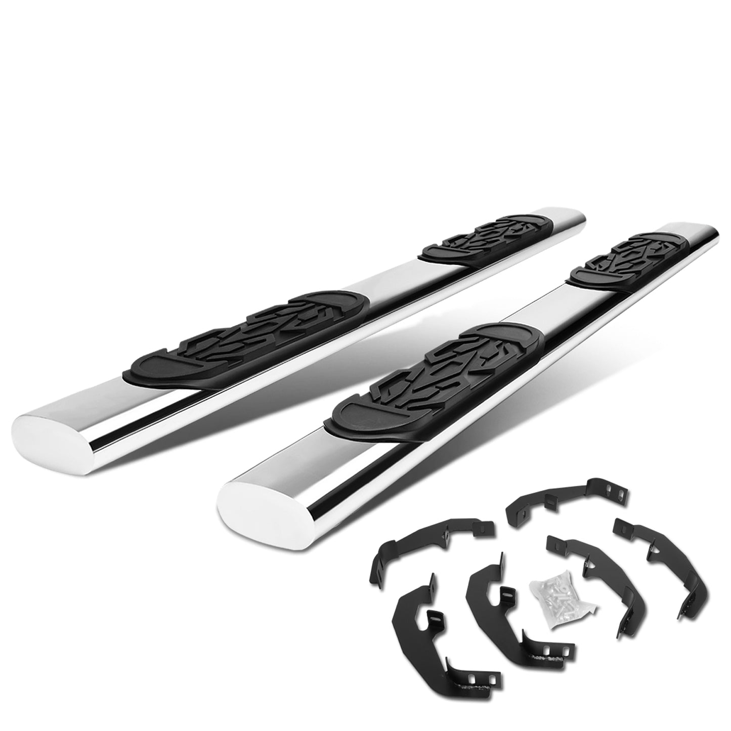 ESTRIBOS 6" - OVAL - STRAIGHT - 19-20 CHEVY SILVERADO 1500, GMC SIERRA 1500 / 2020 CHEVY SILVERADO 2500HD, 3500HD, GMC SIERRA 2500HD, 3500HD - EXTENDED CAB - SILVER