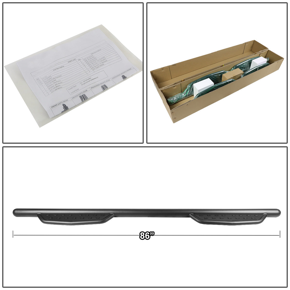 ESTRIBOS 3" - ROUND - EXTENDED - 09-14 FORD F-150 - CREW CAB - MATTE BLACK