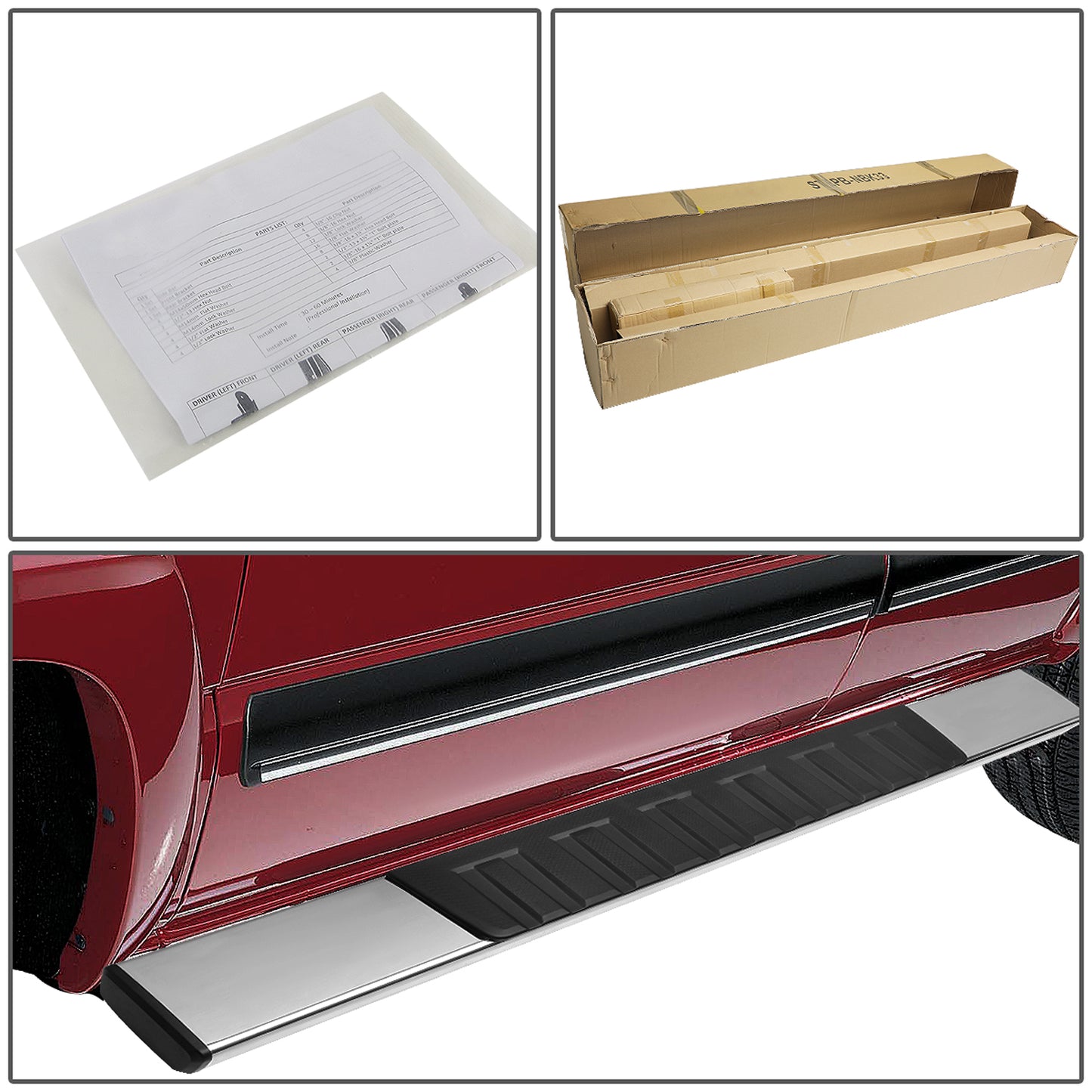 ESTRIBOS 6" - STRAIGHT - ALUMINUM - 07-18 CHEVY SILVERADO 1500, GMC SIERRA 1500 / 07-19 CHEVY SILVERADO 2500HD, 3500HD, GMC SIERRA 2500HD, 3500HD - STANDARD CAB - SILVER