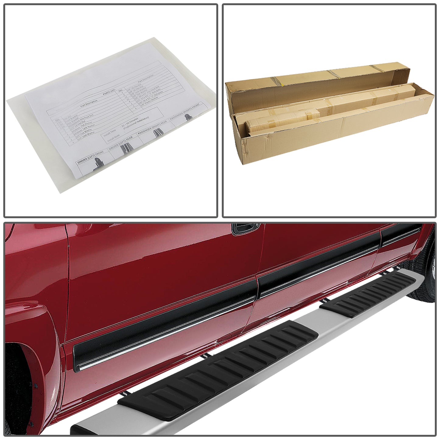 ESTRIBOS 6" - FLAT BOARD - 04-14 FORD F-150 - EXTENDED CAB - CHROME / BLACK