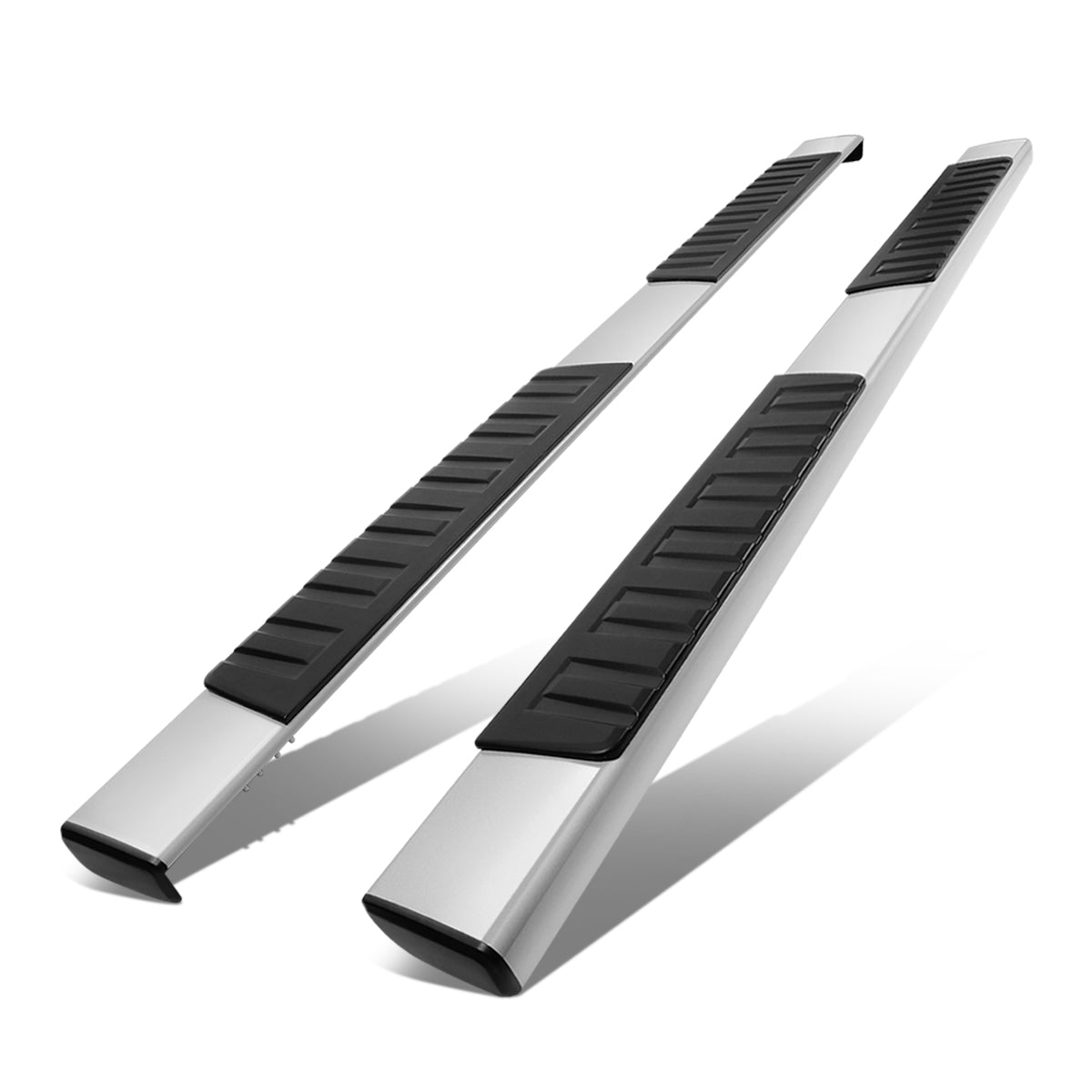 ESTRIBOS 6" - FLAT BOARD - 99-16 FORD F-250, F-350, F-450, F-550 SUPER DUTY - EXTENDED CAB - CHROME / BLACK