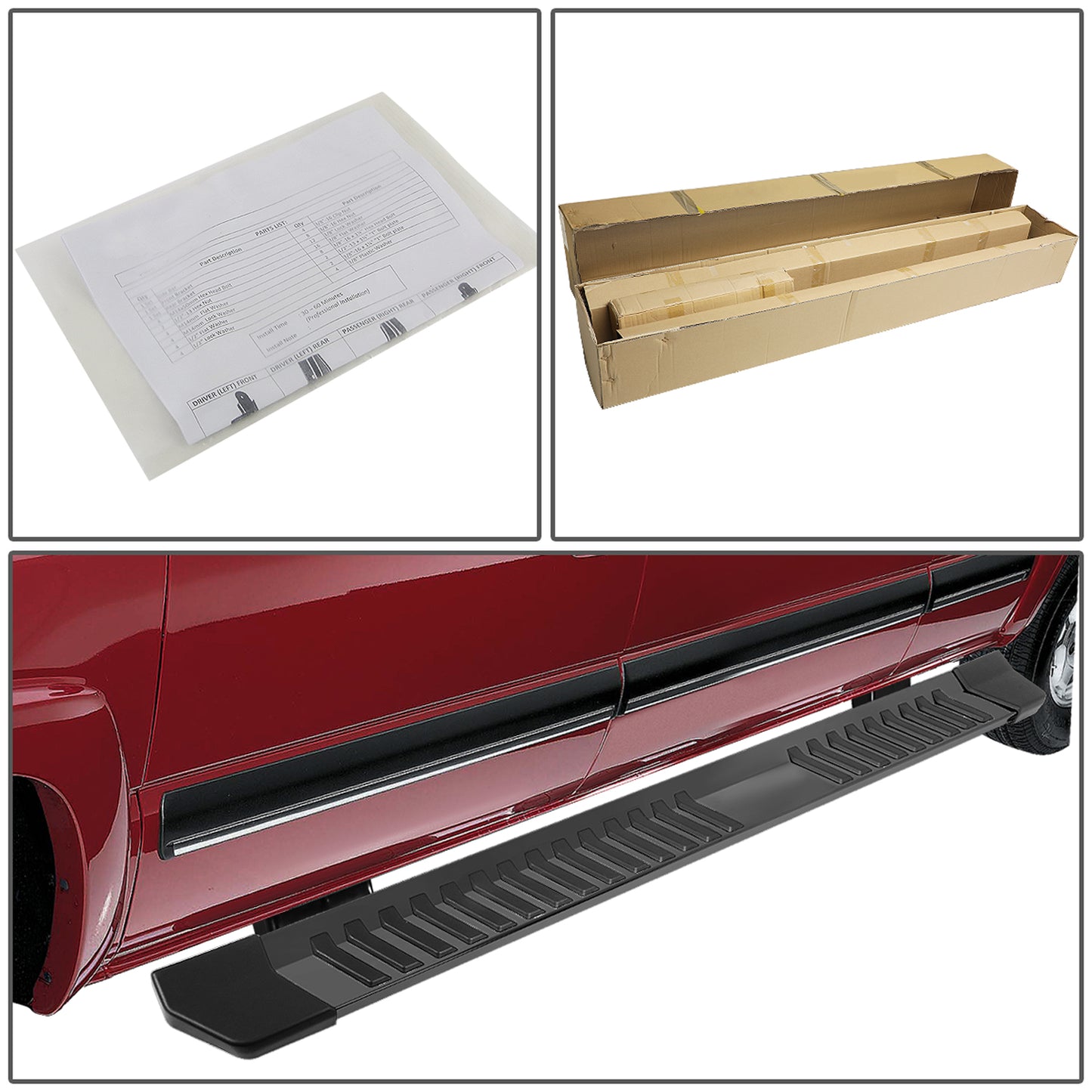 ESTRIBOS 6" - 99-16 FORD F-250, F-350, F-450, F-550 SUPER DUTY - EXTENDED CAB - BLACK